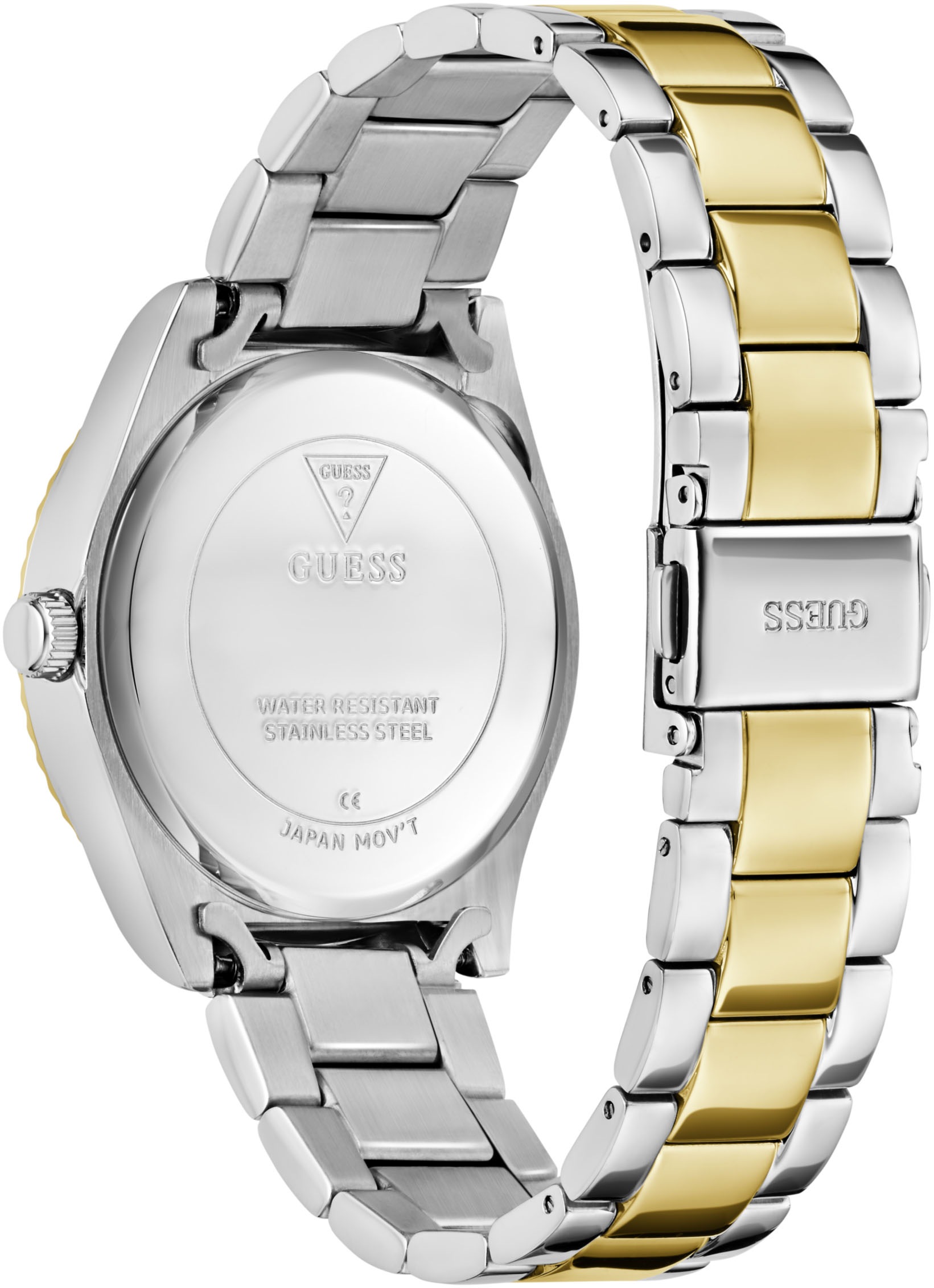 Guess Quarzuhr »LUNA«, Armbanduhr, Damenuhr, Edelstahlarmband, analog