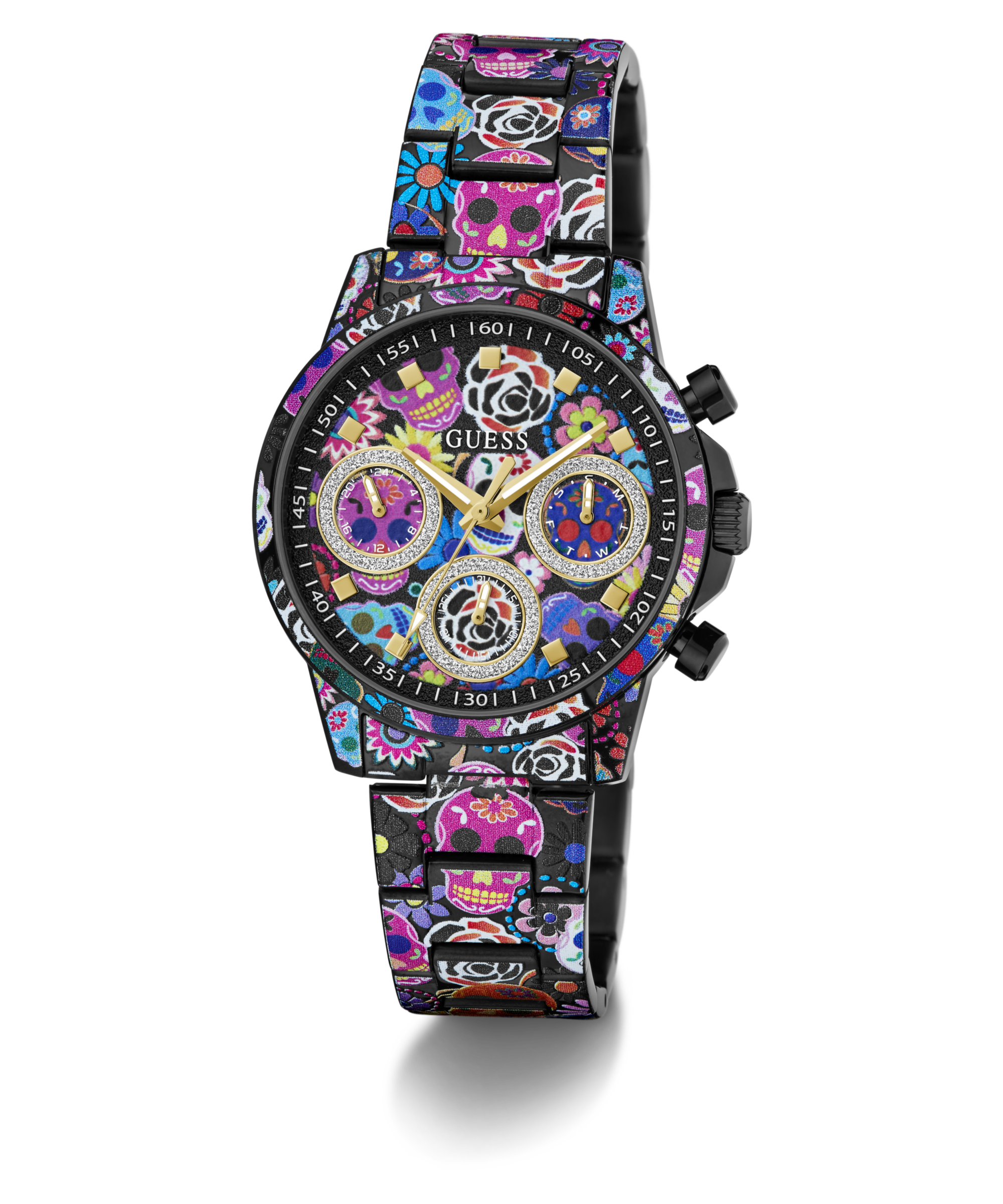 Guess Multifunktionsuhr »CALAVERTA« Quarzuhr, Armbanduhr, Damenuhr, Edelstahlarmband, analog, Tag
