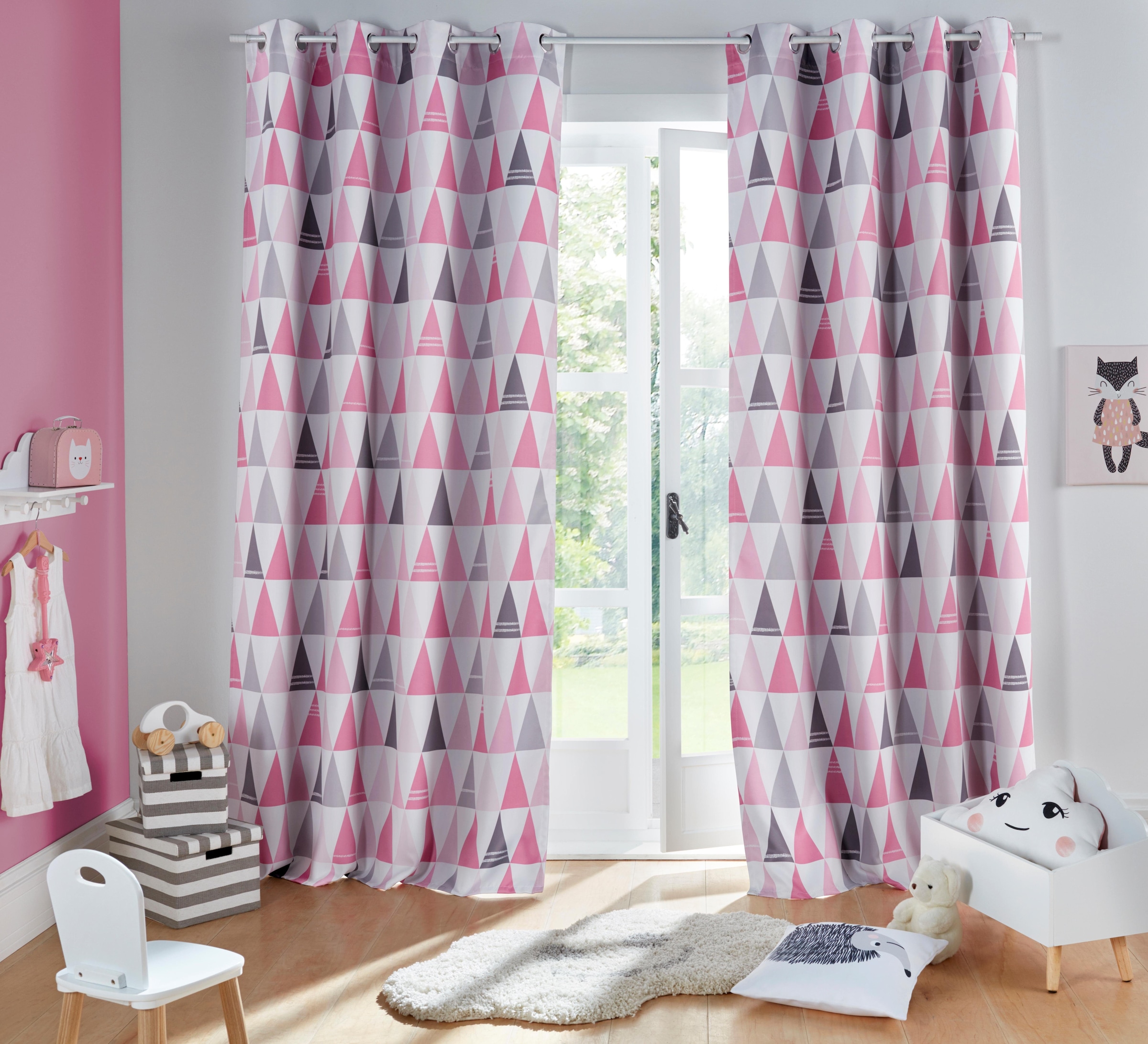 Lüttenhütt Verdunkelungsvorhang »Dreieck« Ösen 1 Stk. tlg. einseitig mit Dreiecken bedruckte Kindergardine, blickdicht