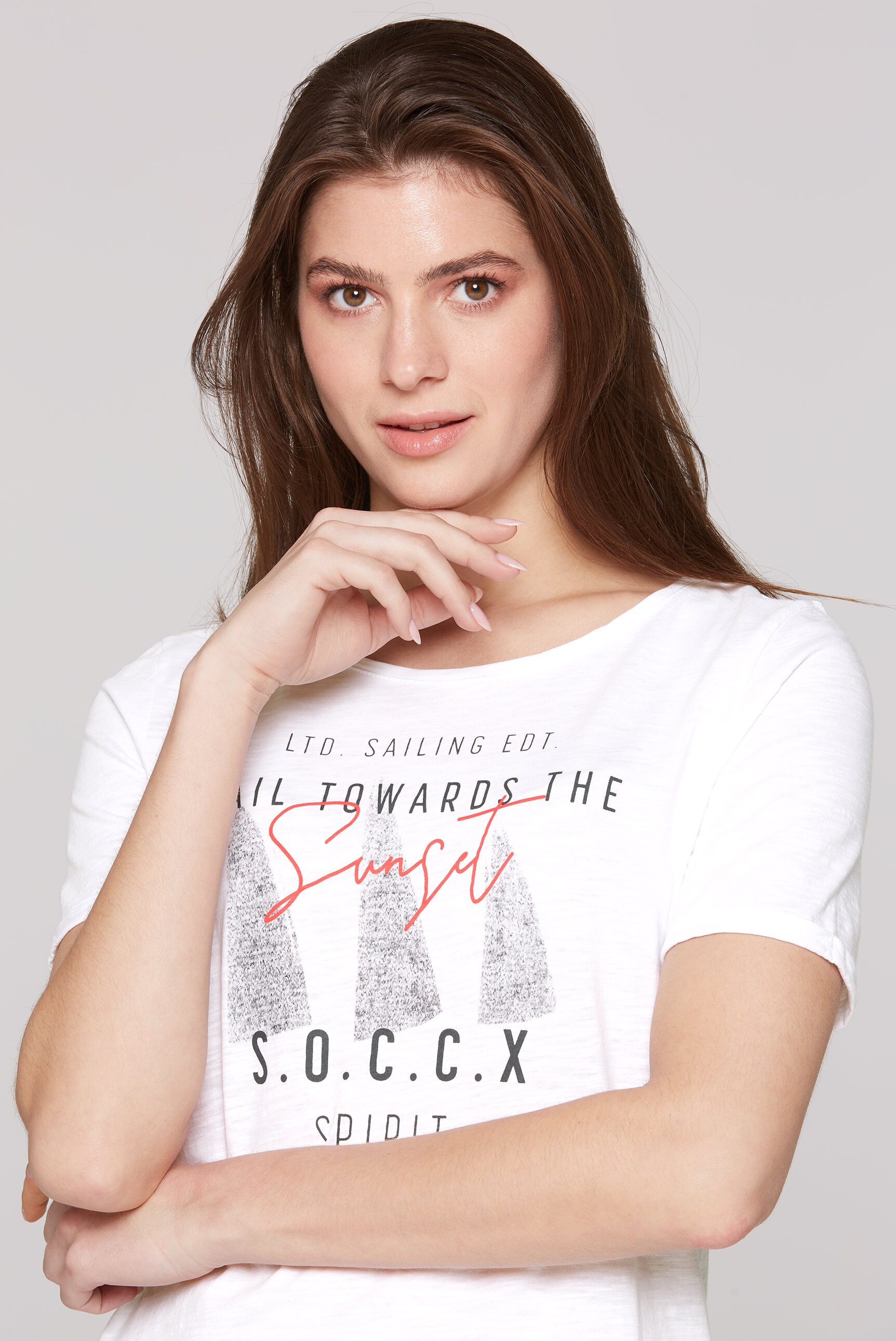 SOCCX Rundhalsshirt, mit Turn-Up-Ärmel