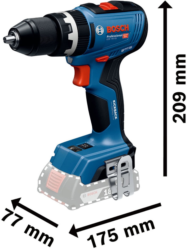 Bosch Professional Akku-Schlagbohrschrauber »»GSB 18V-65««, Inkl. 2x Akku GBA 18V 4,0Ah, in L-Case Pick & Click