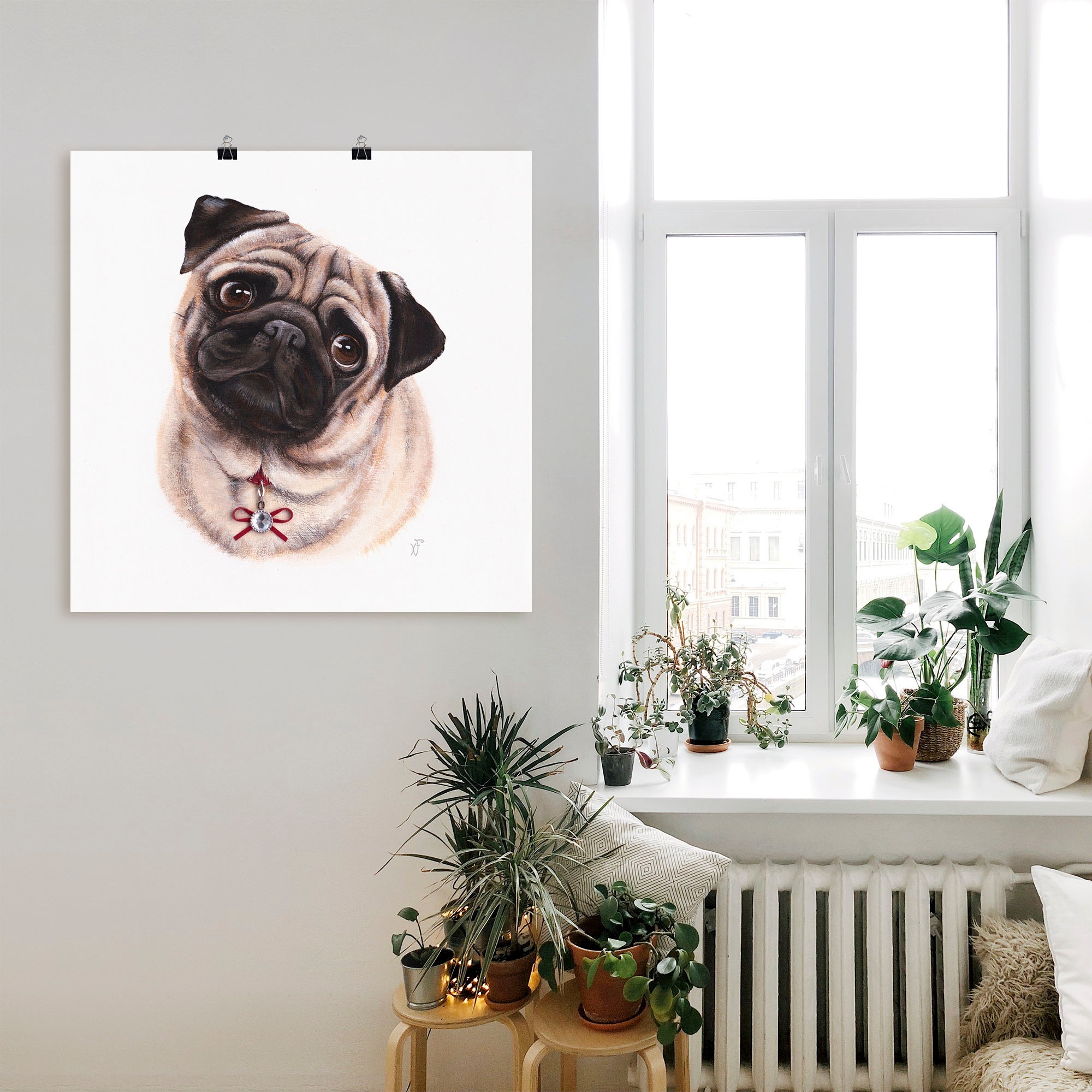 Artland Wandbild "Mops mit Diamanten", Hundebilder, (1 St.), als Alubild, O günstig online kaufen