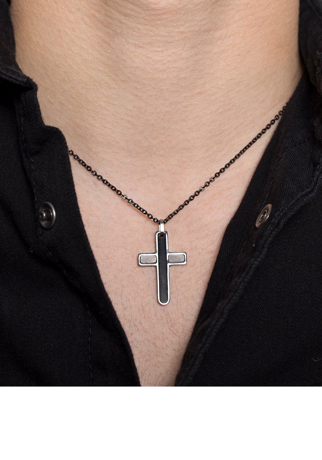 BAUR »Halskette, Edelstahl | EDEN mit ▷ Kreuz, bestellen XENOX X3968«, schwarz Anhänger ELEMENTS Kette