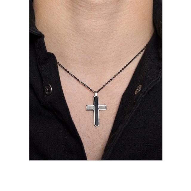 XENOX Kette mit Anhänger »Halskette, EDEN ELEMENTS Kreuz, schwarz X3968«,  Edelstahl ▷ bestellen | BAUR