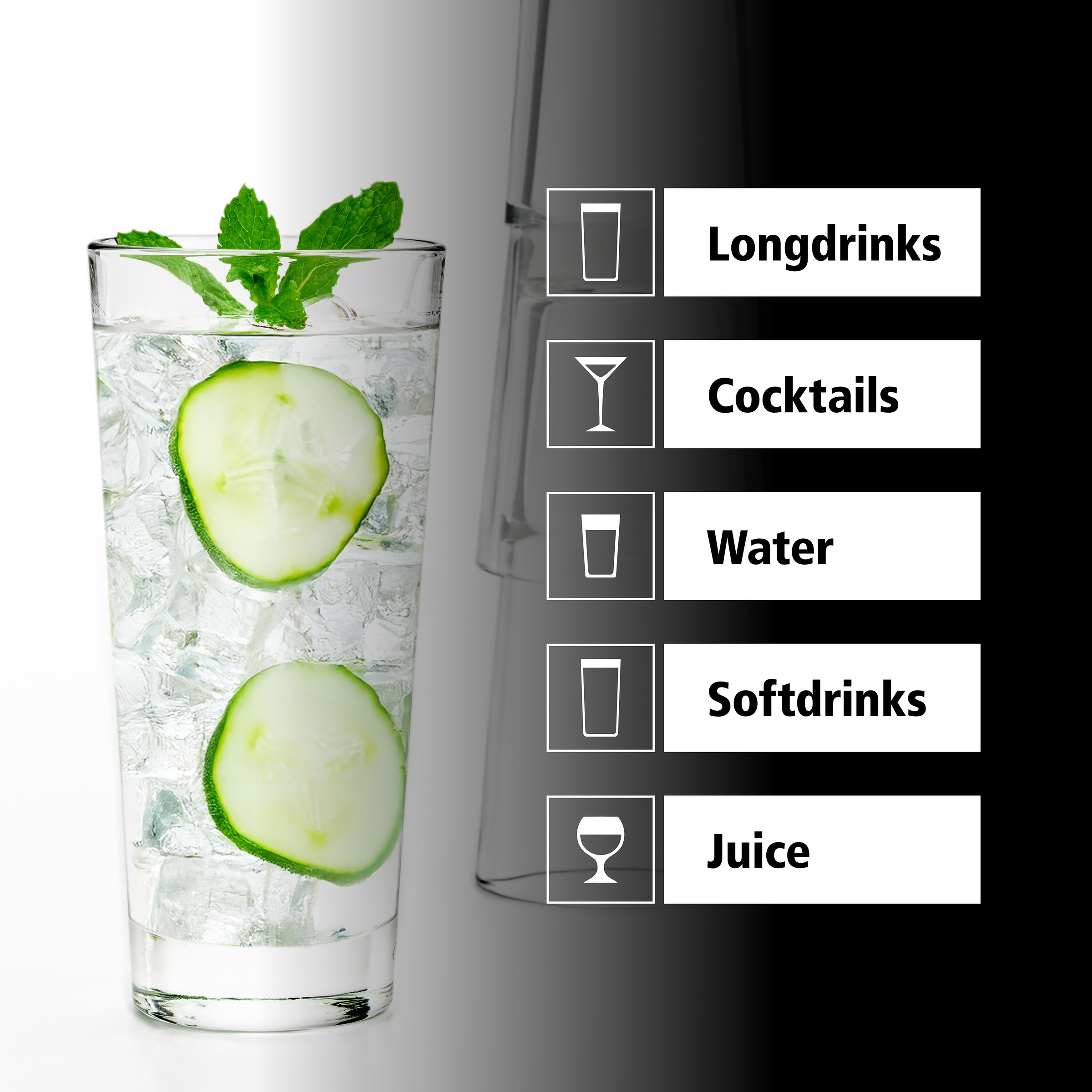 LIBBEY Gläser-Set »Cooler Glas -ENDEAVOR-, 473 ml, Ø 8,5 cm, H: 18 cm, 12er Set«, (Set, 12 tlg.), hochwertig verarbeitet, im modernen Design