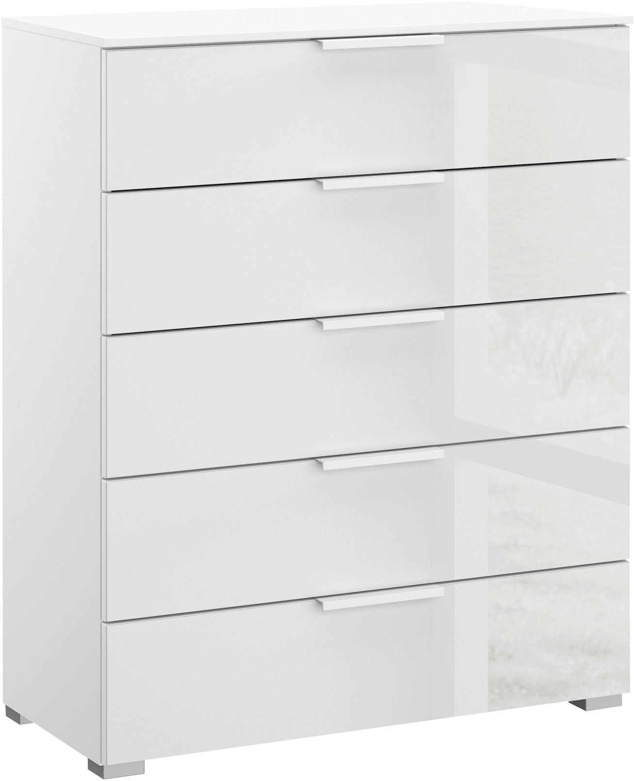 rauch Schubkastenkommode "Kommode Sideboard Wäscheschrank Schrank SKAT MERIDIAN" inkl. SOFT-CLOSE-FUNKTION, mit 5 Schubladen mit Glasfront in elegantem Design MADE IN GERMANY