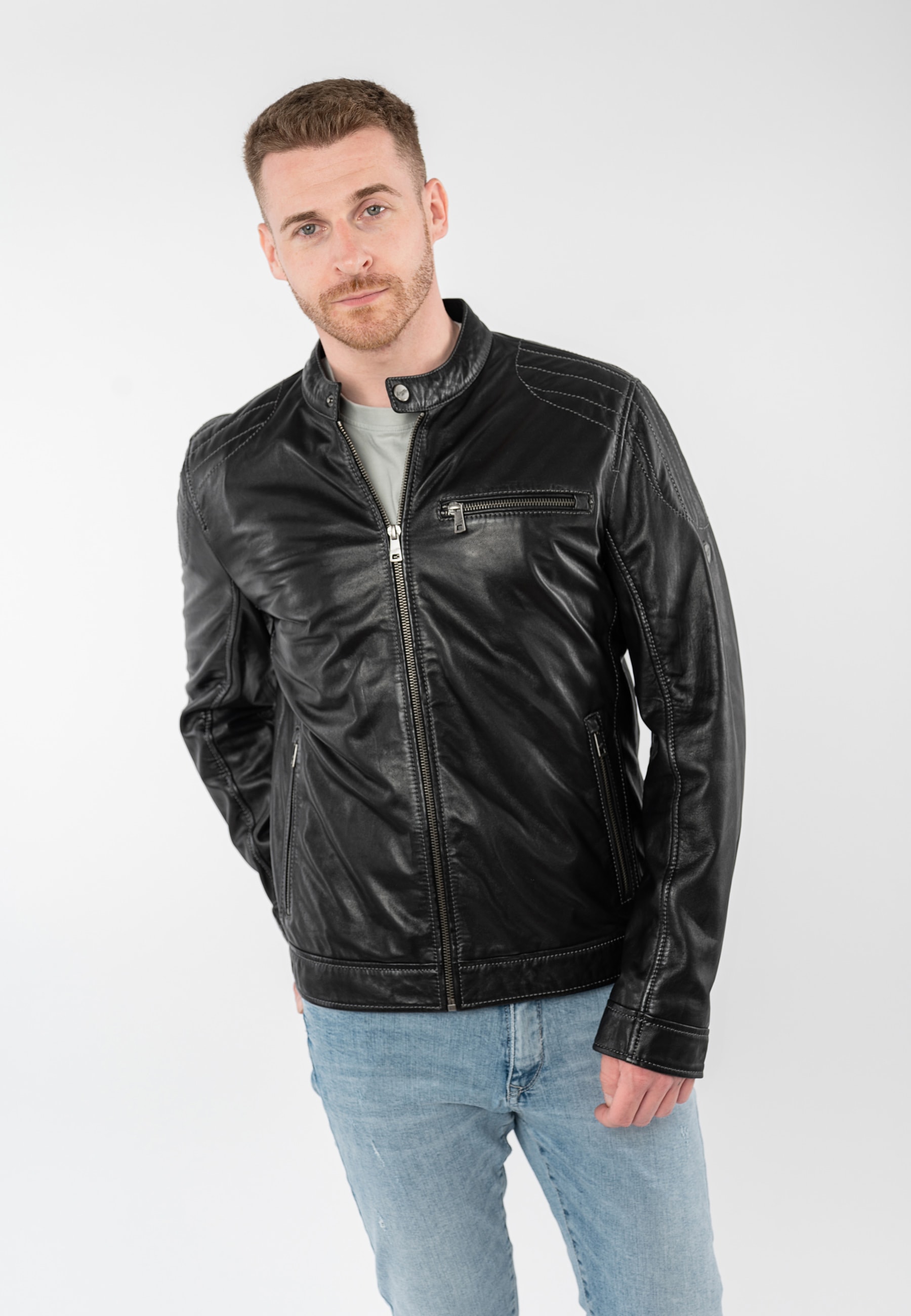 Mauritius Lederjacke "MMOrvay" mit Bikerkragen günstig online kaufen