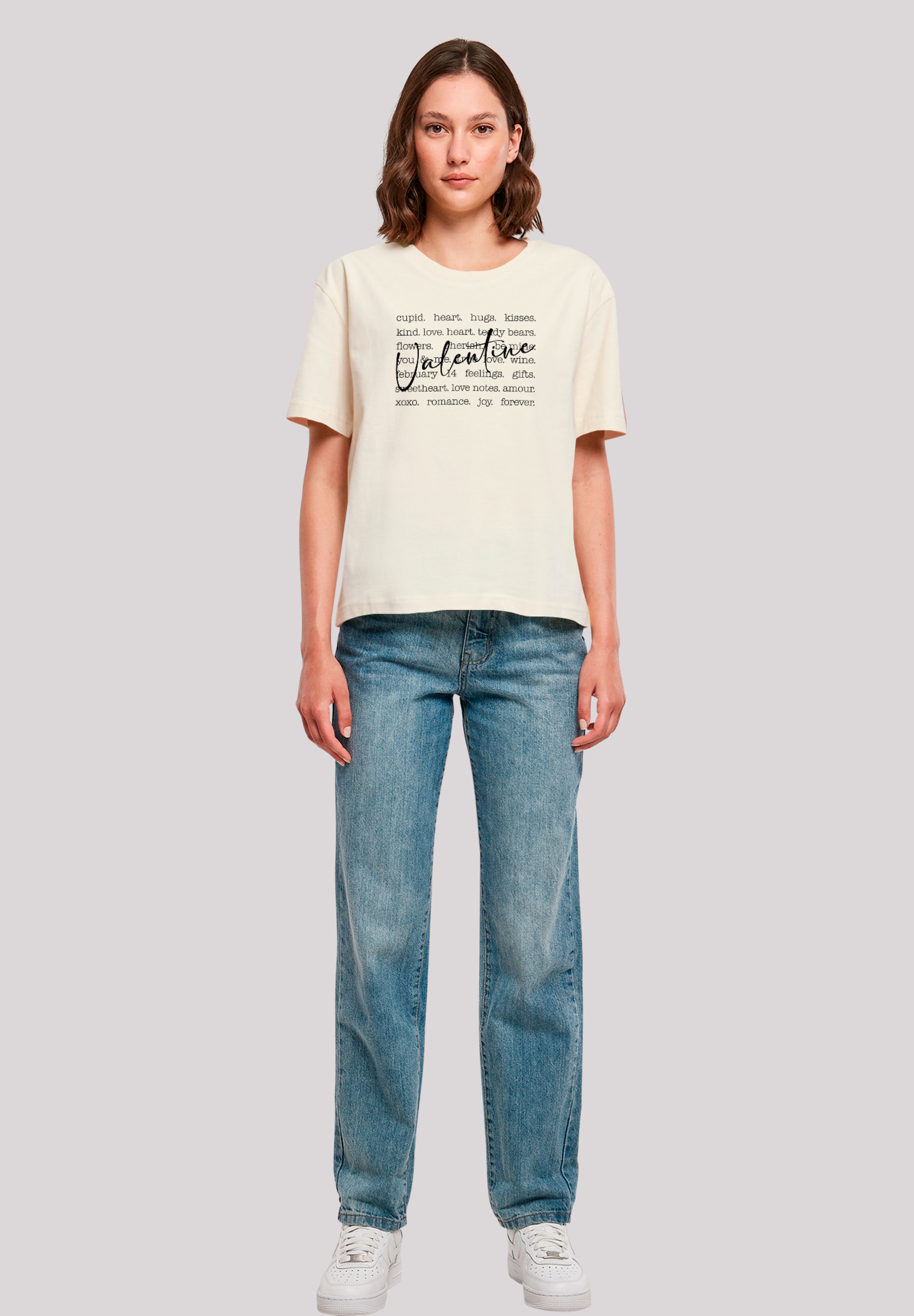 F4NT4STIC T-Shirt »Valentine Herz Hugs Kisses Love Flowers Joy«, Premium Qualität