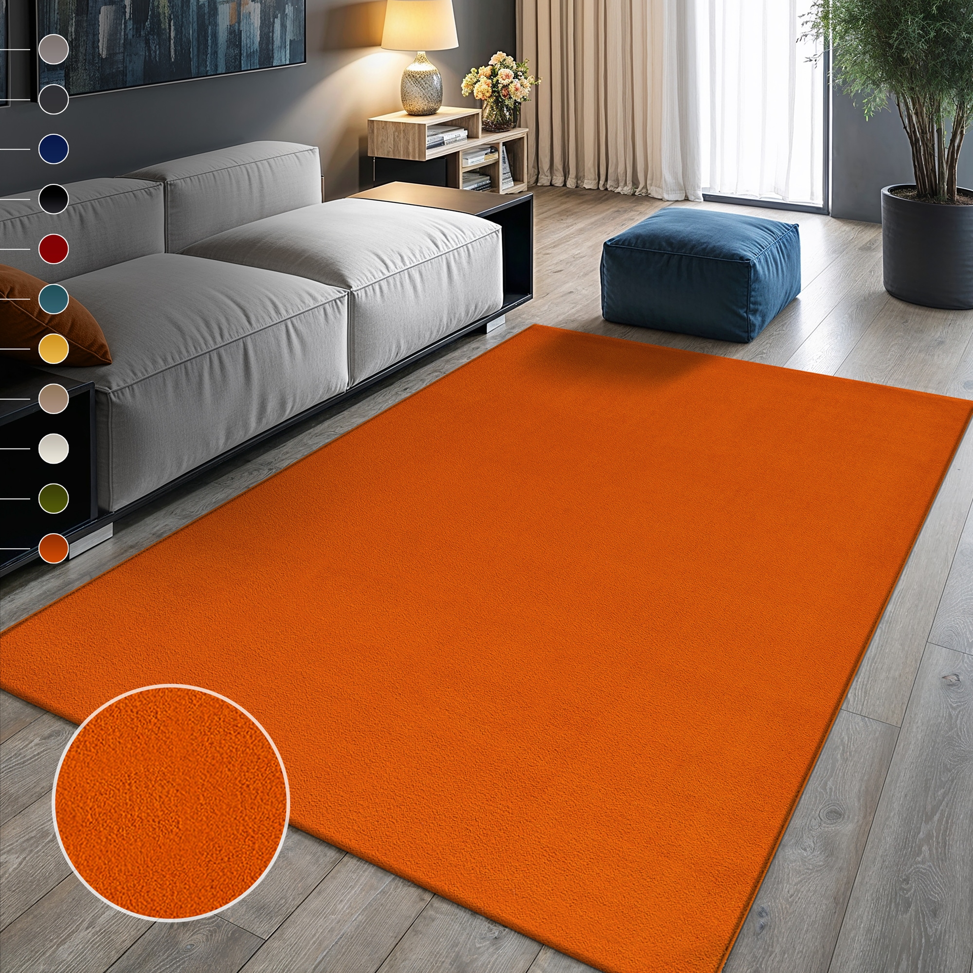 Sanat Teppich "UNI, auch als Läufer und Rund" rechteckig 13 mm Höhe robuster Kurzflorteppich, große Farbauswahl, Wohnzimmer, alle Räume