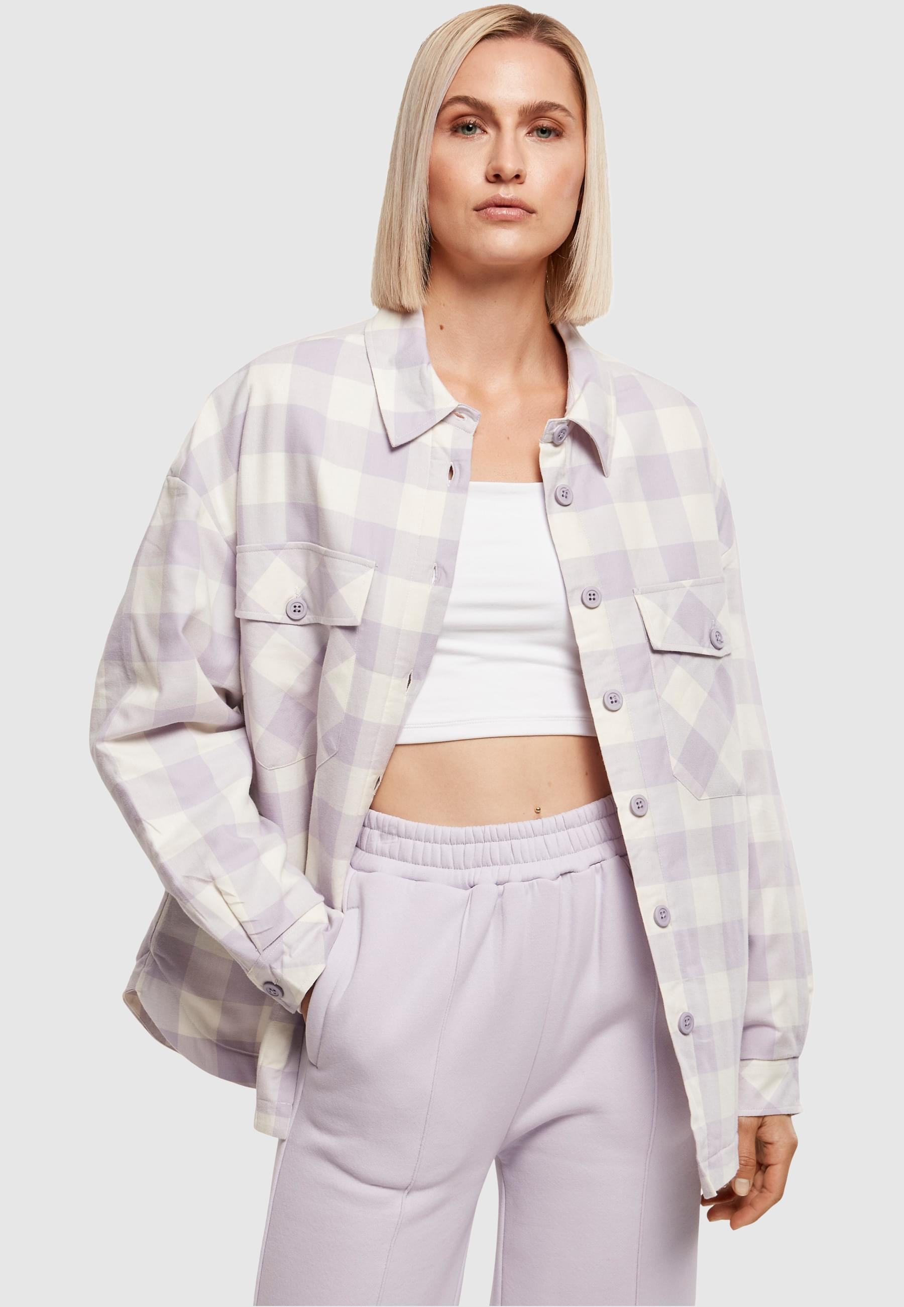 URBAN CLASSICS Allwetterjacke »Urban Classics Damen Ladies Flanell Padded Overshirt«, (1 St.), ohne Kapuze