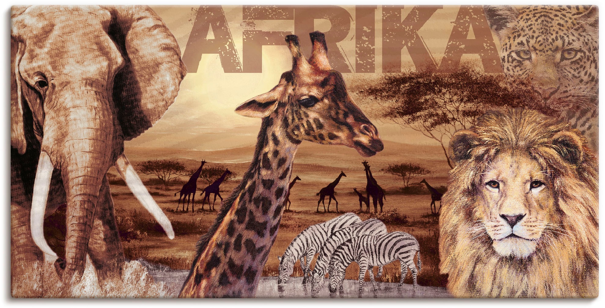 Artland Wandbild "Afrika" Wildtiere 1 Stk. tlg. als Alubild, Outdoorbild, L günstig online kaufen