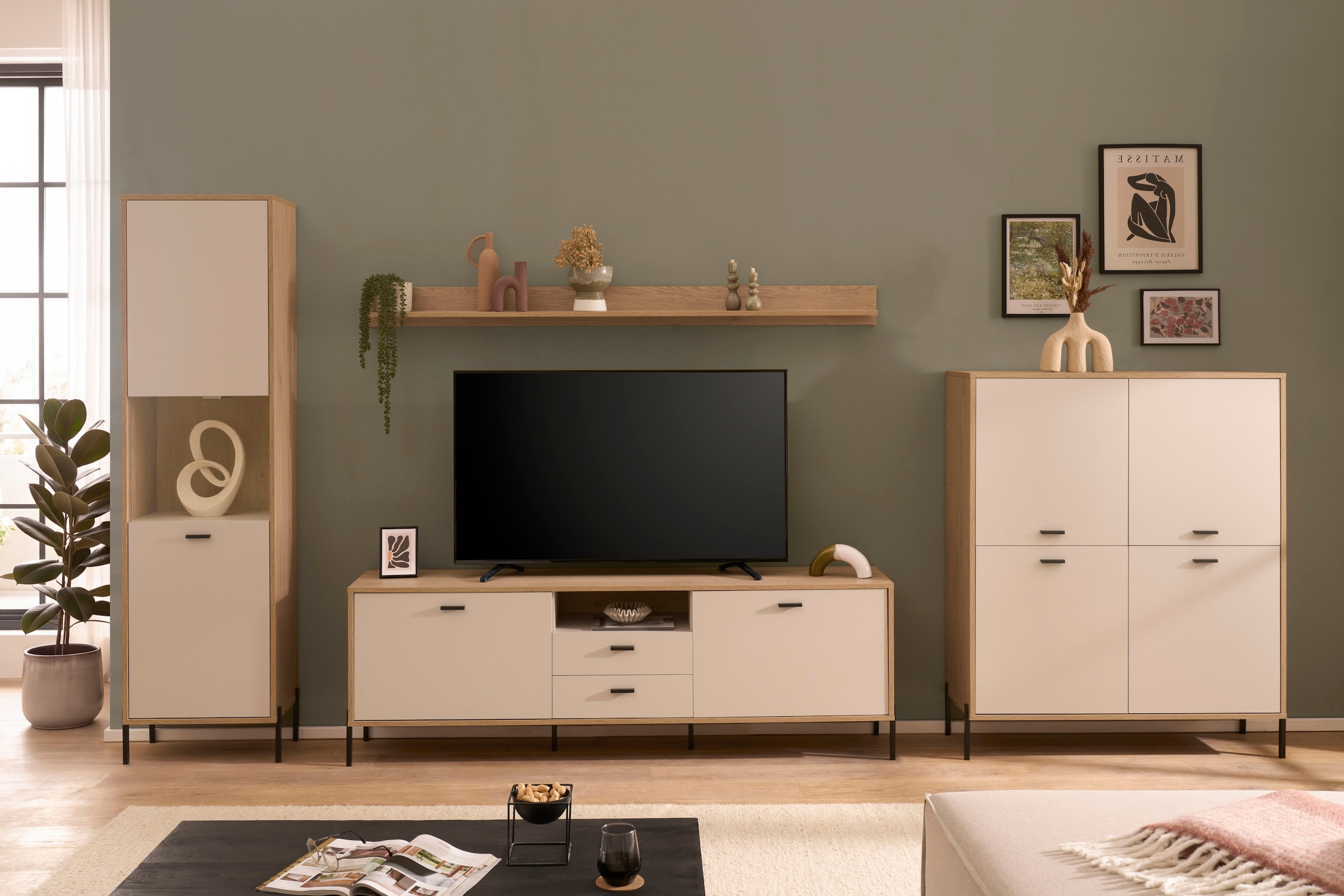 Home affaire Wohnwand »Fredericia, moderne Anbauwand, Komplettset in Kaschmir« Set, 4 Stk. tlg.