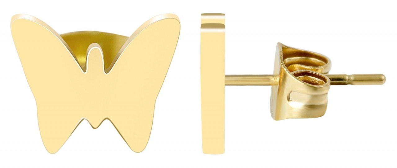 Paar Ohrhänger ADELIA´S "Damen Ohrstecker aus poliertem Edelstahl", gold, Ohrringe, Damen, Damen, Edelstahl