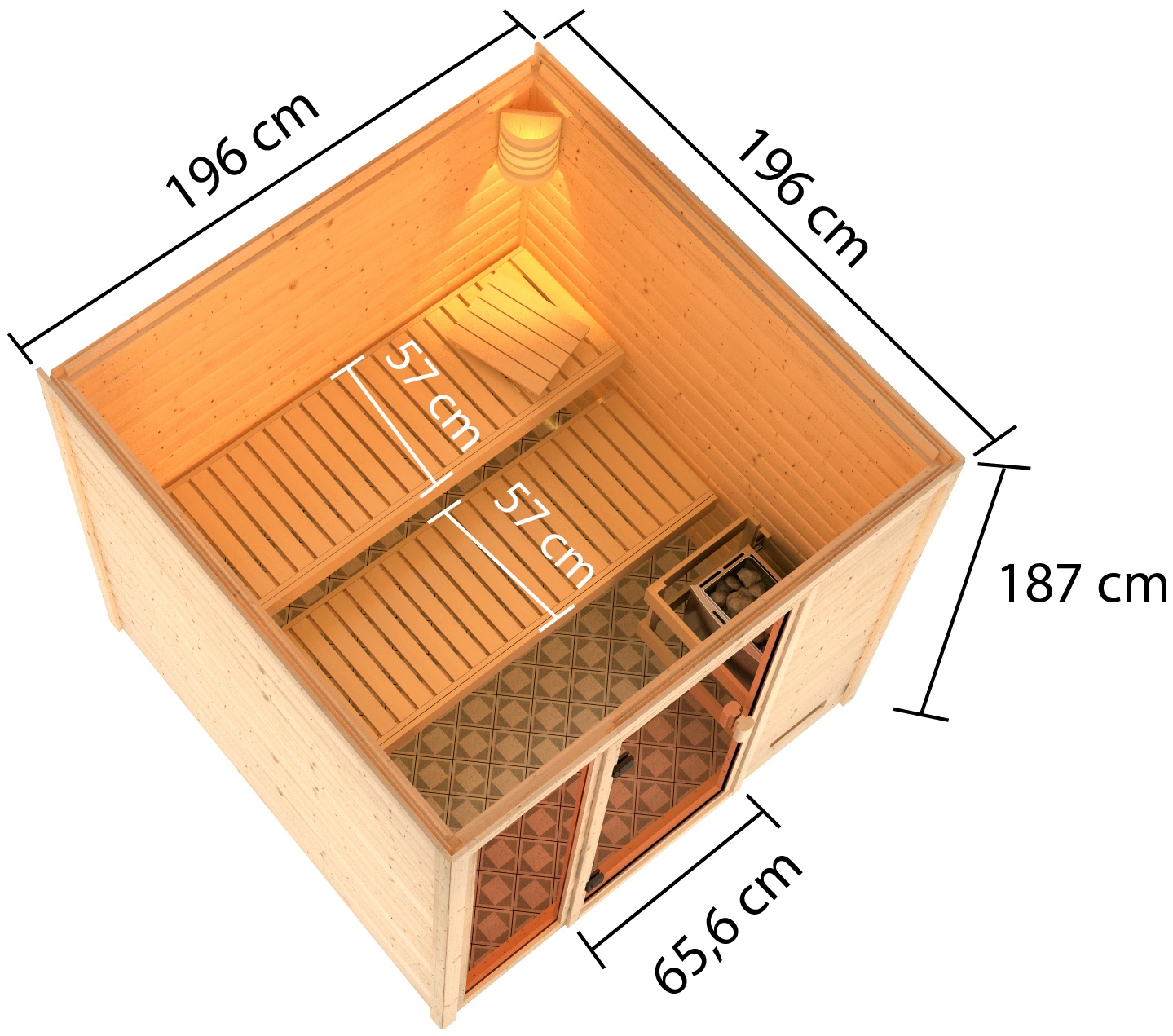 welltime Sauna »Jackie«, 9-kW-Ofen mit int. Steuerung