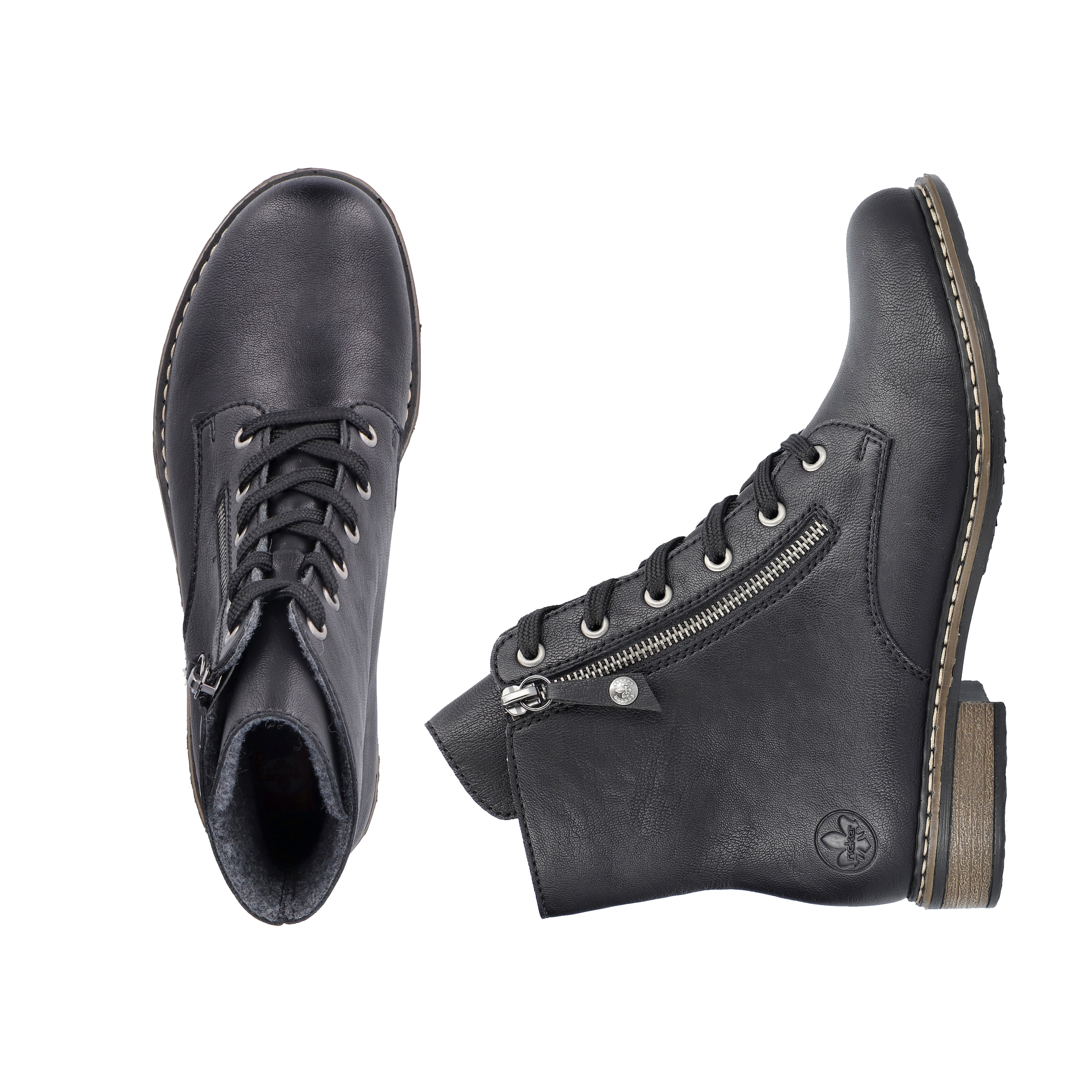 Rieker Stiefelette, Schnürstiefelette, Schnürboots mit Reißverschluss an der Außenseite