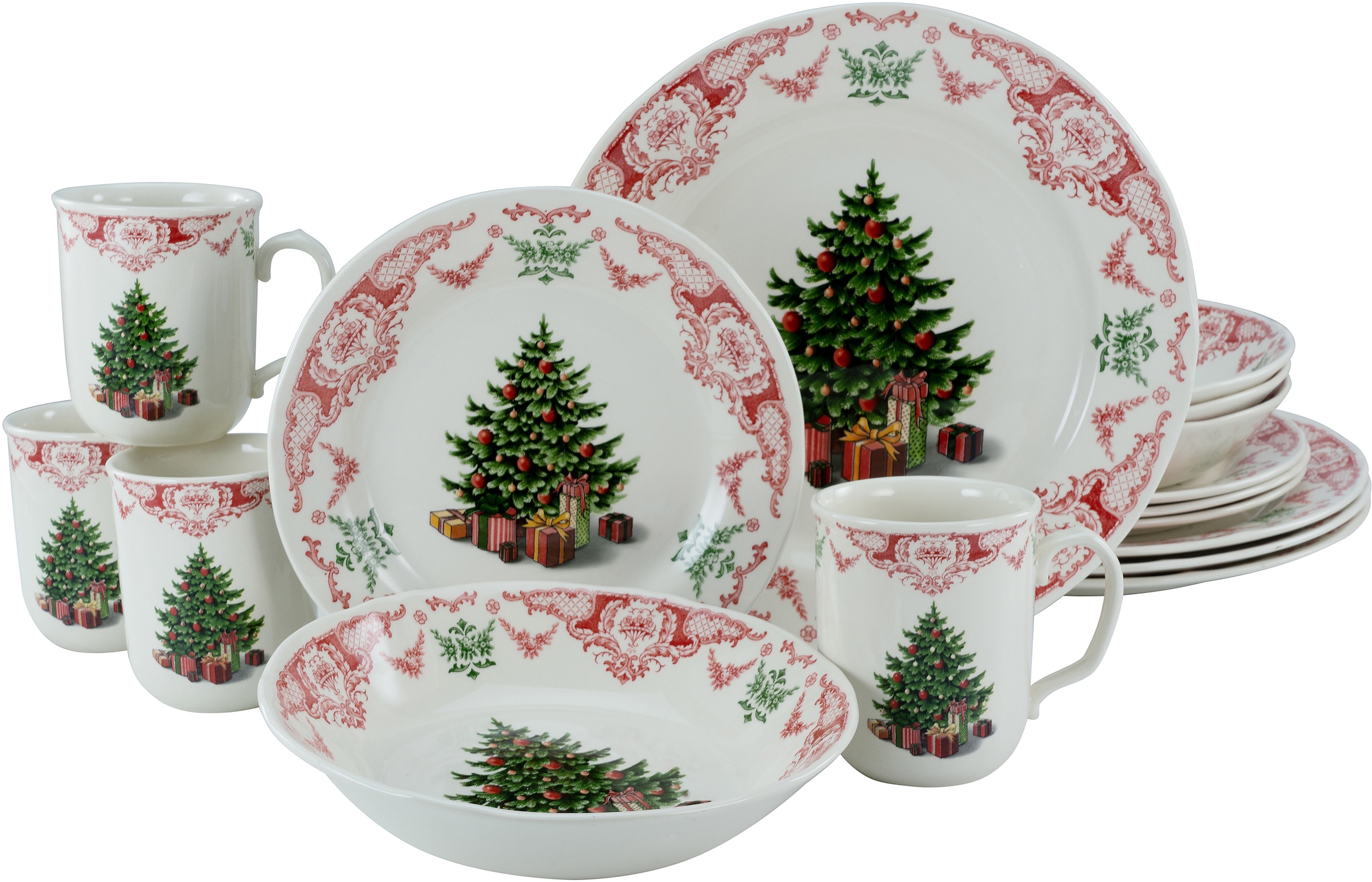 im Personen »Geschirr-Set 4 BAUR Greeting«, tlg., und Season Service, 16 Weihnachtsmotiv, Teile, | Personen), Set, für Kombiservice (16 CreaTable Tafelservice für traditionelles 4 Kaffeeservice