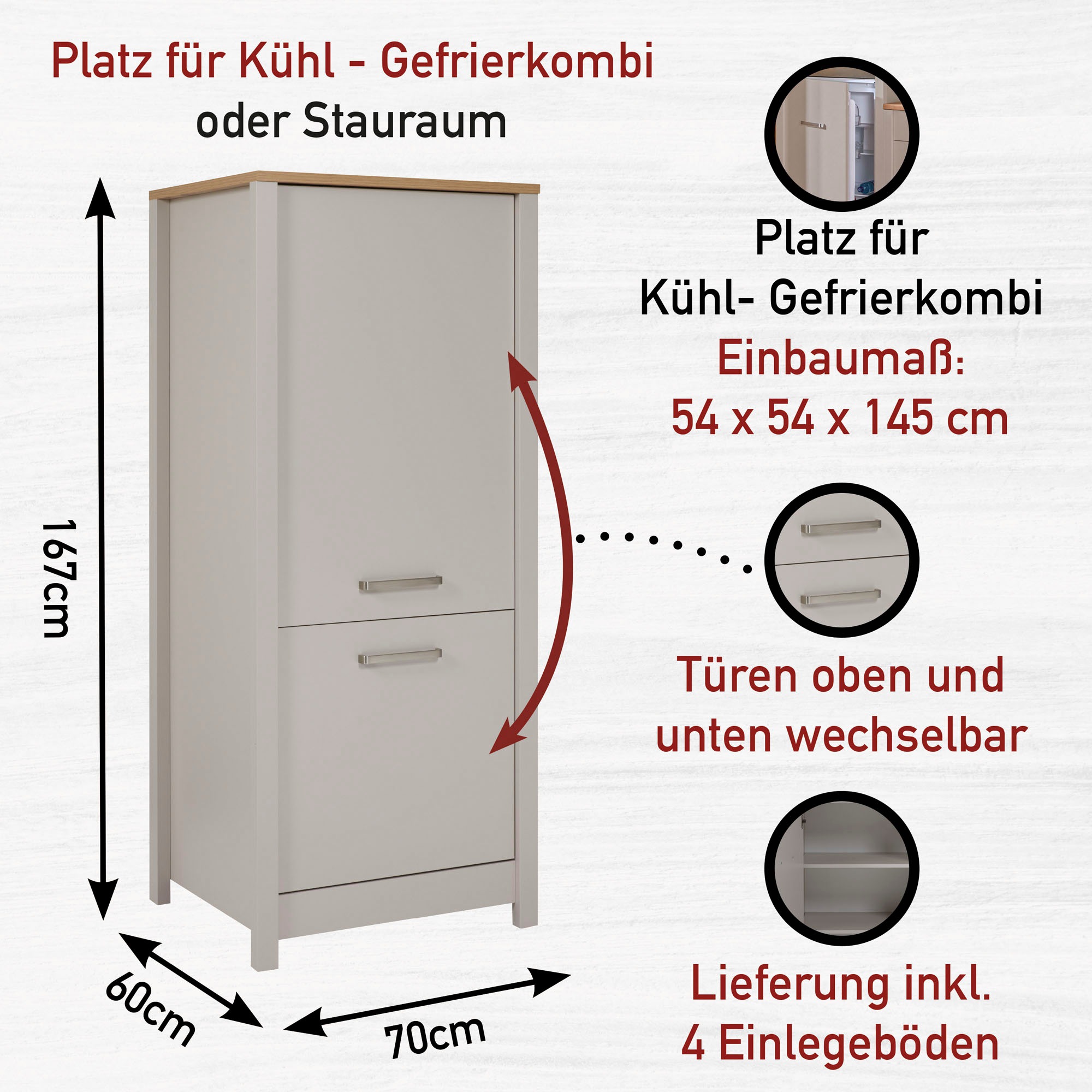 Inter Link Küchenzeile »Pienza, Einbauküche, Küchenblock, Küchenmodul, Kompaktküche« Ohne E-Geräte für Spülmaschine Kochfeld Backofen Kühlschrank B: 430 cm
