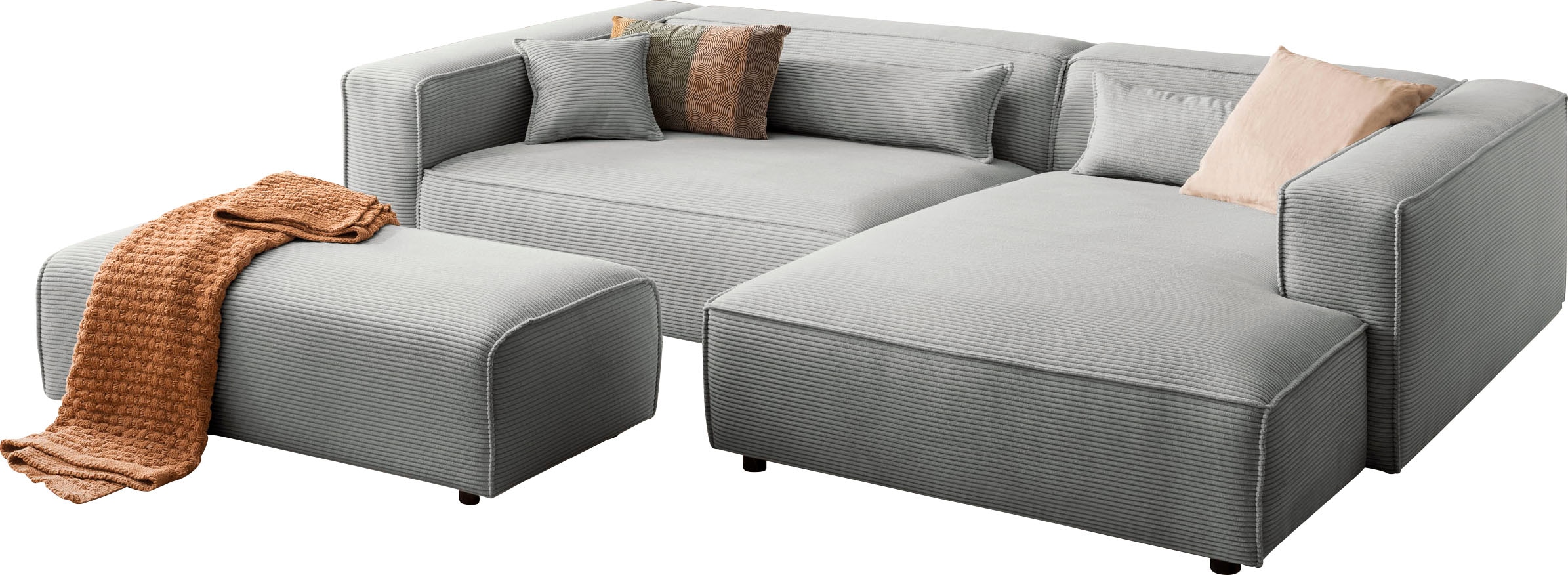 LeGer Home by Lena Gercke Polsterecke "PIARA XXL, L-Form mit Schlaffunktion, Big-Sofa in Cord o. Leinenoptik", Hocker st