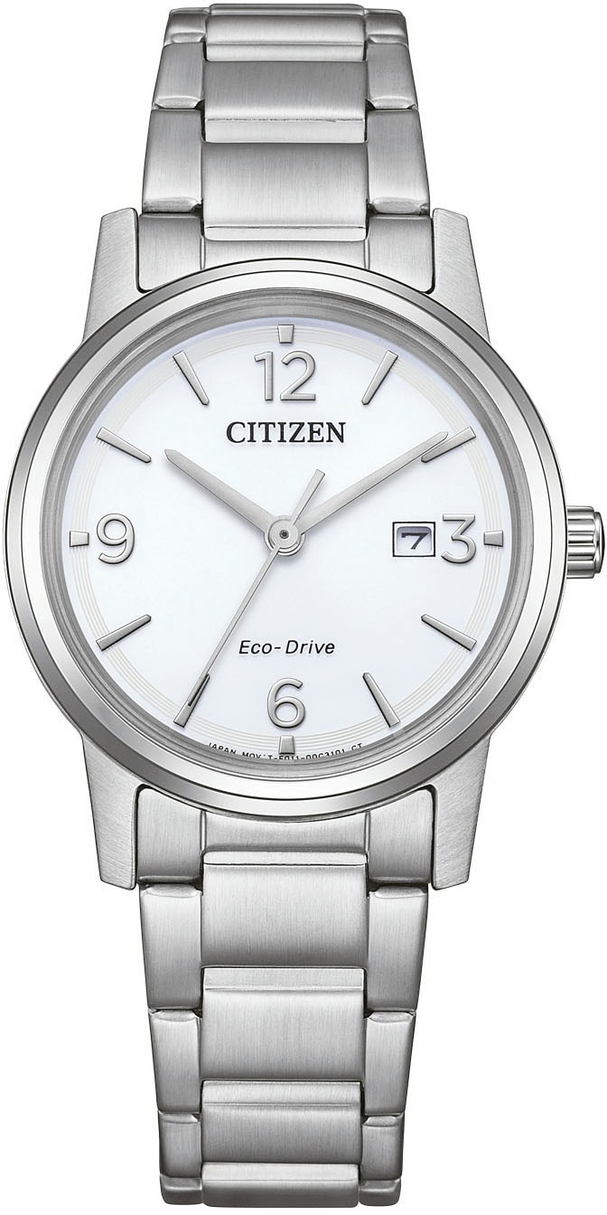 CITIZEN Damen Solaruhrsilberfarben, Armbanduhren, Armbanduhr, Damenuhr, Edelstahlarmband, analog, Datum, Eco-Drive
