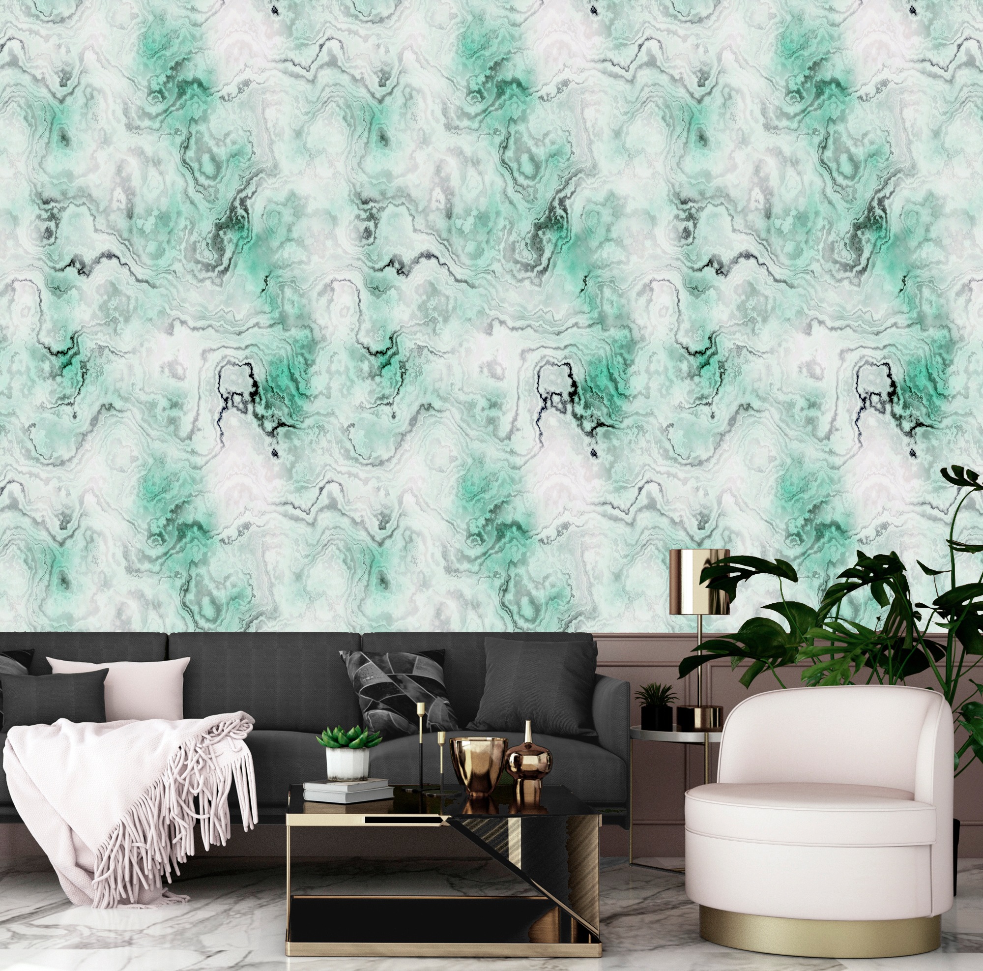 queence Vinyltapete »Ina«, bedruckt-Motiv-gemustert-Meer-Strand-naturalistisch, 90x250cm, selbstklebend, kinderleichte Anbringung, Sticker