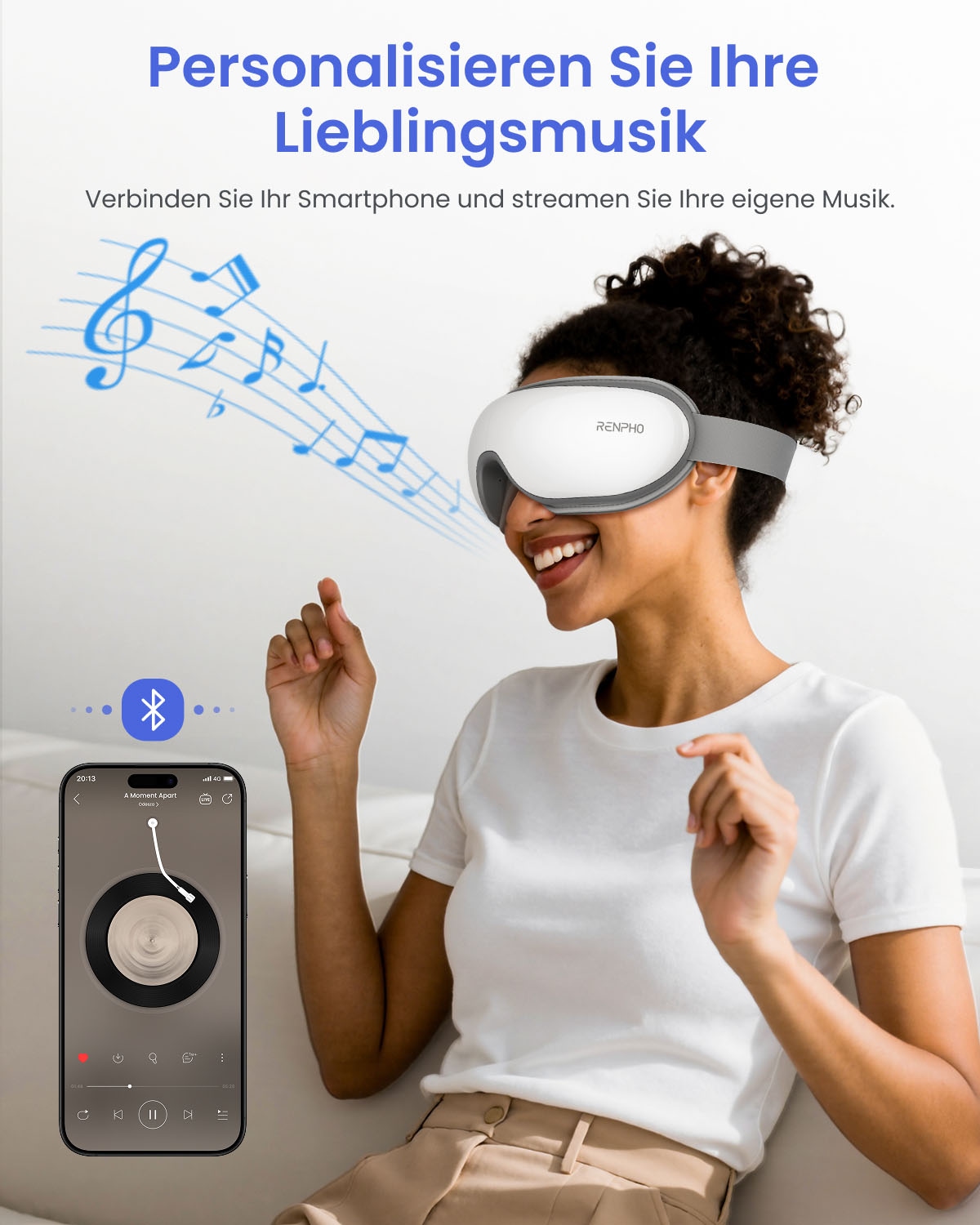 Renpho Gesichtsmassagegerät »Eyeris Smart« Luftdruck, Wärme, Vibration, 5 Modi, DIY, App, Lautsprecher, Akku