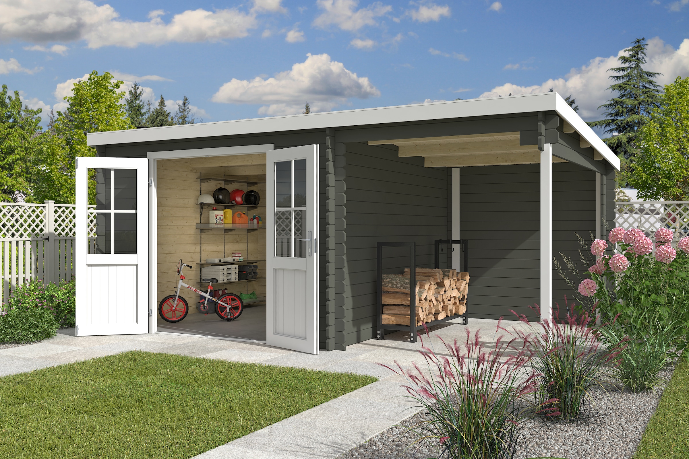 Nordic Holz Gartenhaus "Tampa", (Unterstand inkl. Rückwand) günstig online kaufen