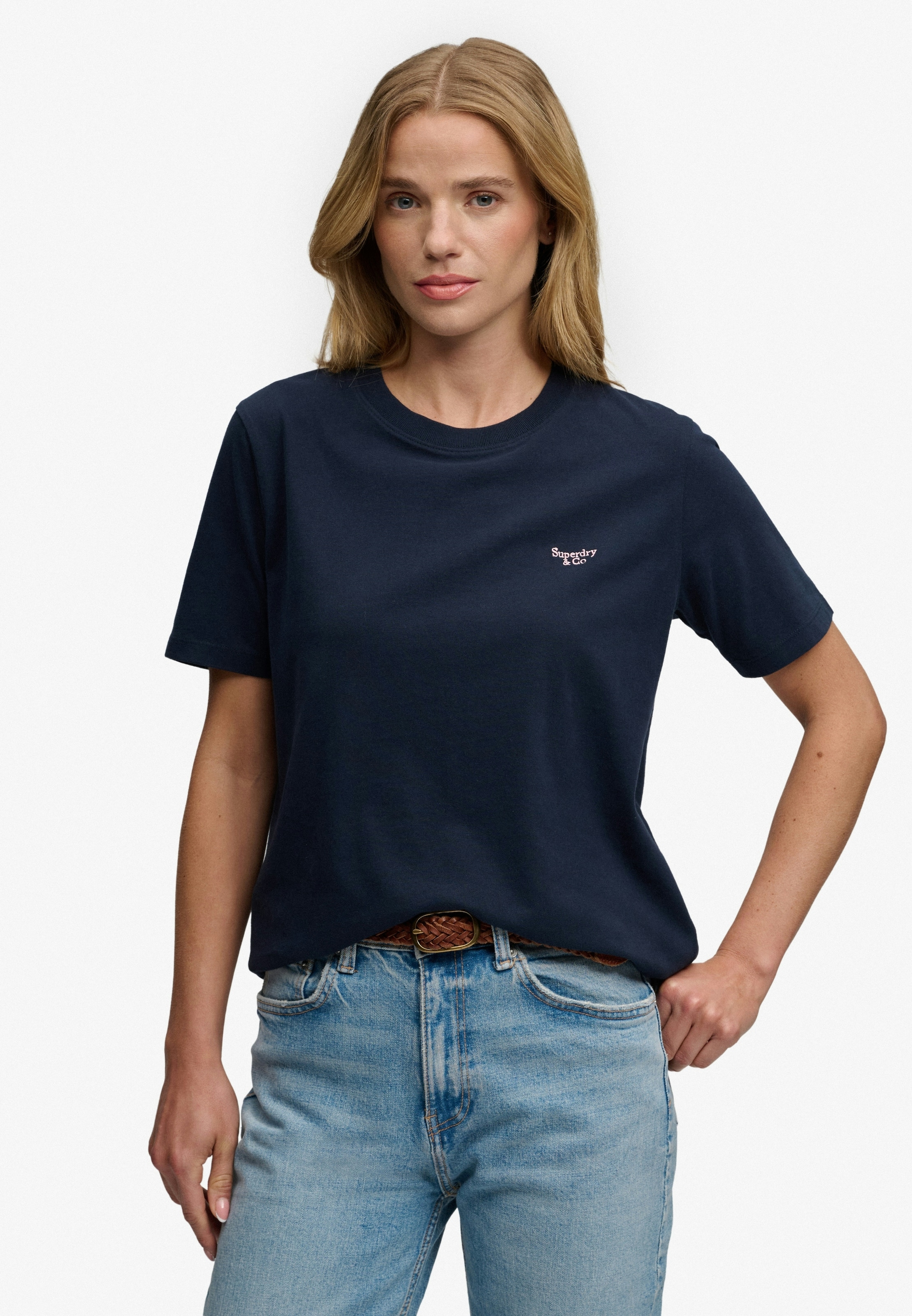 Superdry T-Shirt "Signature Emb Tee" Baumwolle, Relaxed Fit