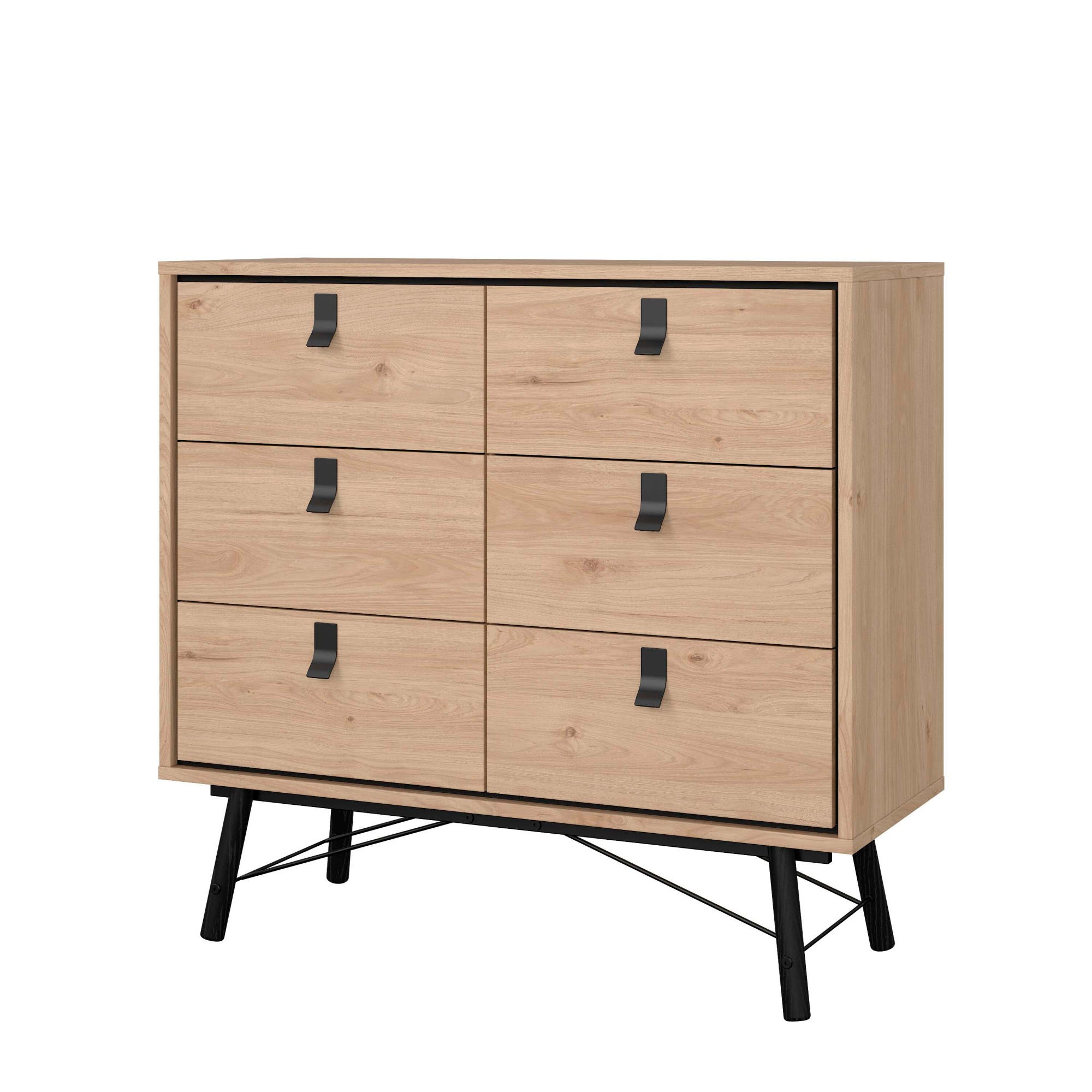 andas Kommode »Ry Aufbewahrung, Schubladenschrank, Stauraum«, Sideboard mit 6 Schubladen, Breite 102 cm, Höhe 95 cm, Massivholzbeine