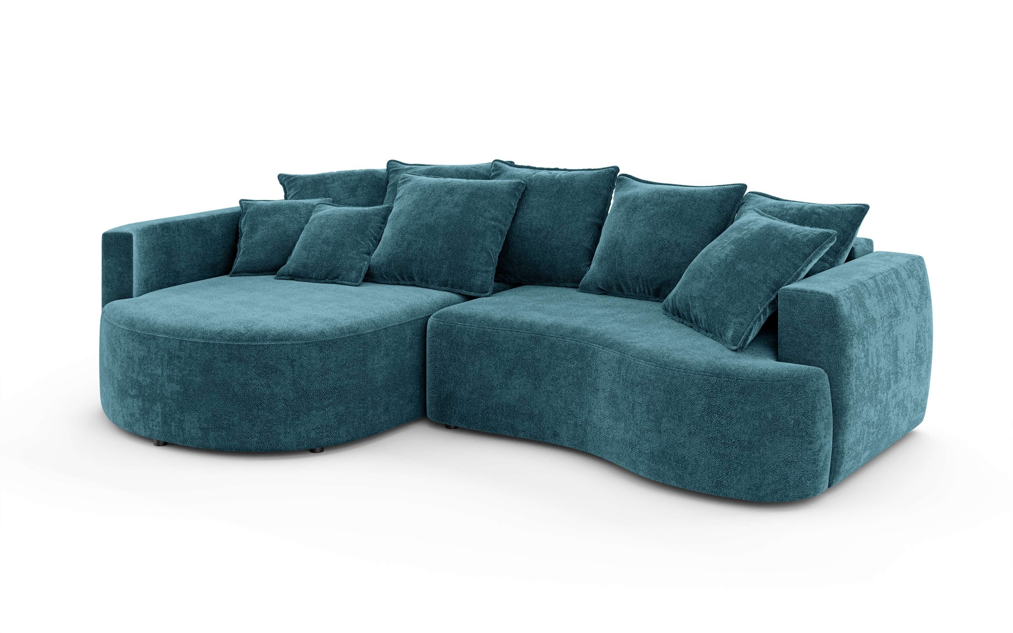 INOSIGN Ecksofa »Kahekili, Schlafsofa mit Bettkasten, Maße B/T/H: 255/181/90/ cm«, L-Form mit Wellenunterfederung, 7 Rückenkissen und 2 Zierkissen