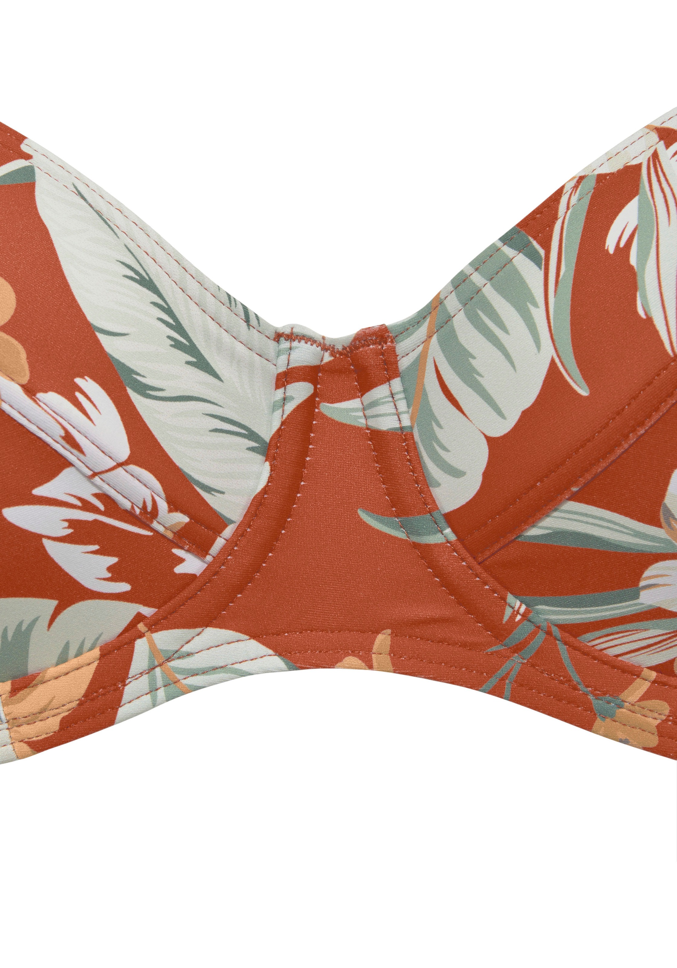 Bügel-Bikini-Top SUNSEEKER "Suva", Damen, Gr. 46, Cup G, rot (rostrot, bedruckt), Polyamid, geblümt, Bikini-Oberteile, mit breiten Trägern 3
