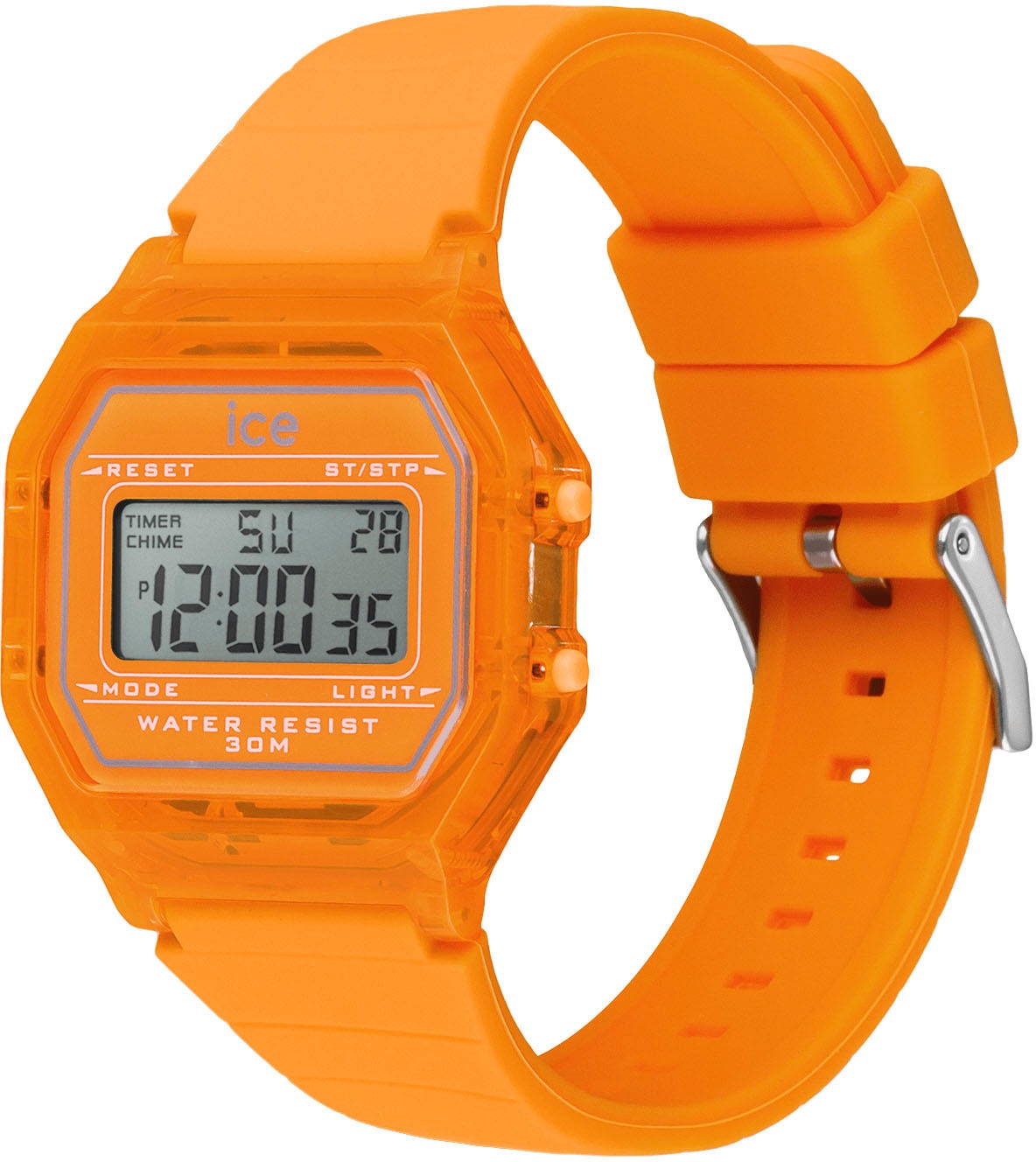 ice-watch Chronograph »ICE digit retro - Clear - Small«, Armbanduhr, Quarzuhr, Damenuhr, Silikonarmband, Datum, digital