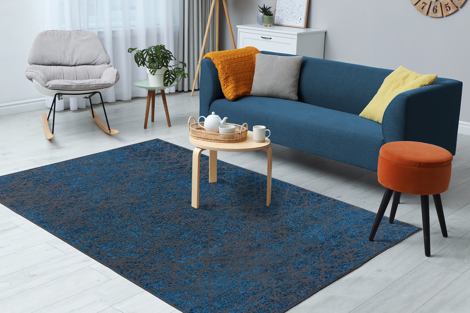 Kayoom Teppich »Kalea 225« rechteckig 8 mm Höhe Flachgewebeteppich mit Relief-Design, Used-Look, moderne Farben