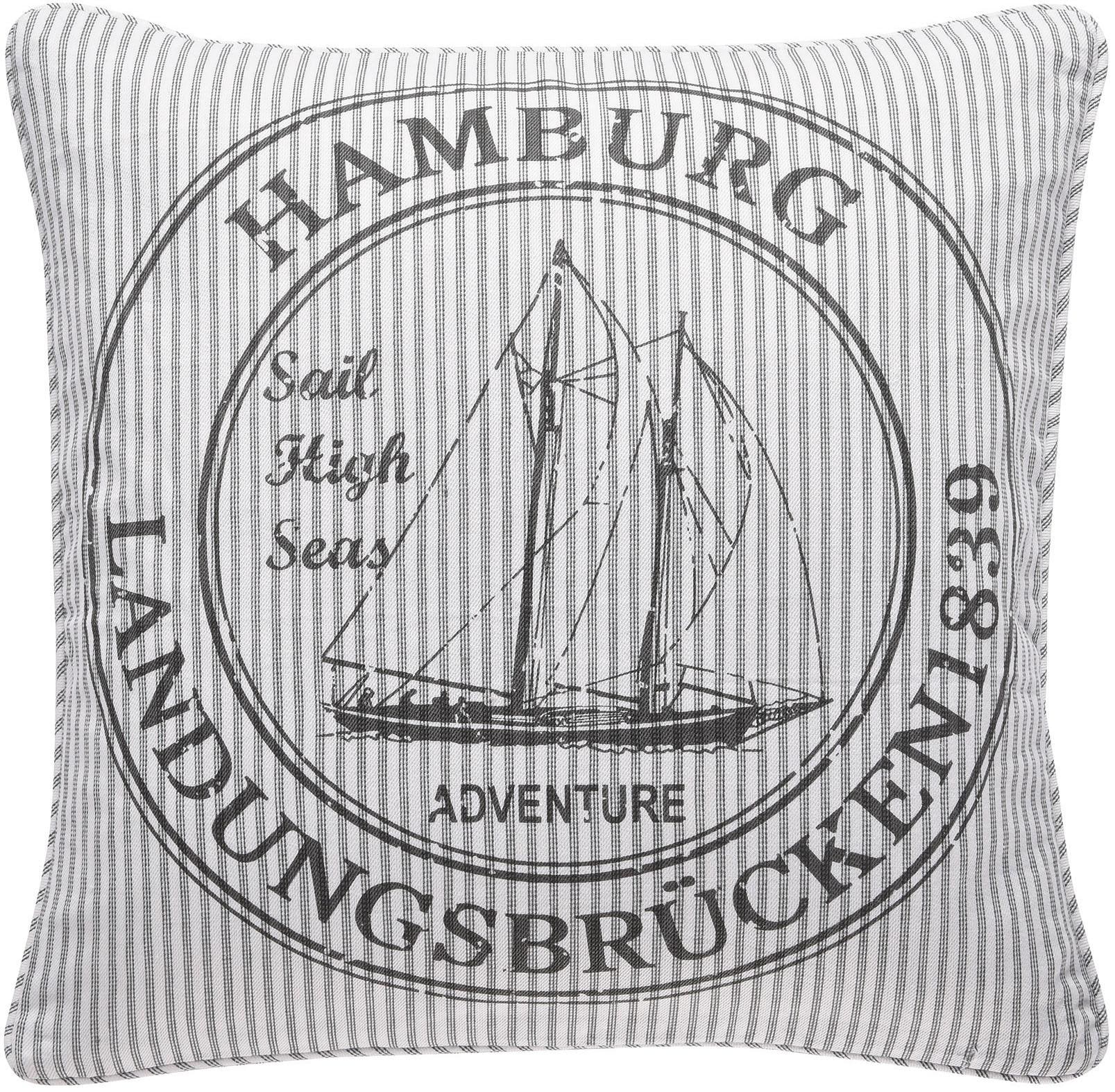 PAD Dekokissen "OCEAN HAMBURG" Kissenhülle ohne Füllung, maritim, mit Schri günstig online kaufen