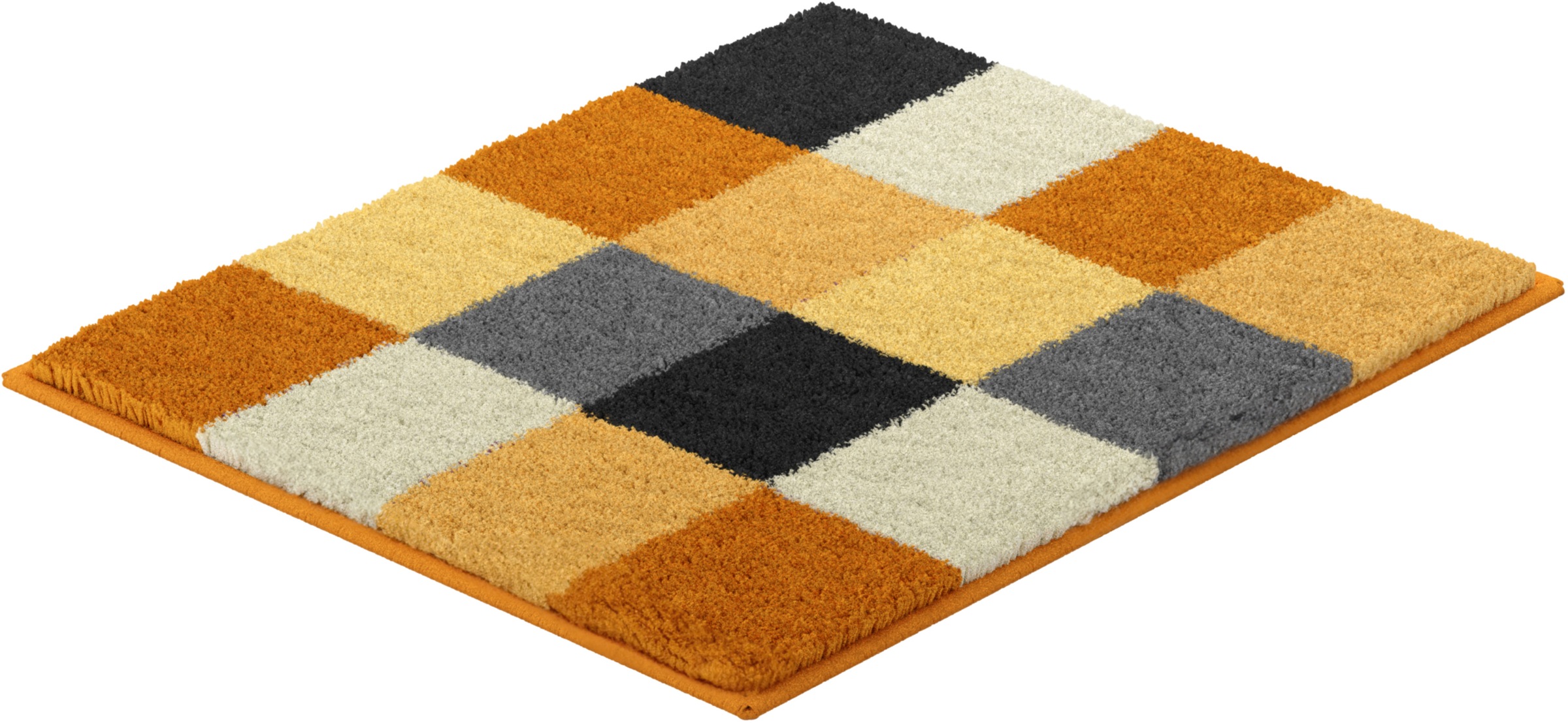 Badematte GRUND, H:20mm, gelb, Polyester, Badematten, "BONA", rutschhemmender Rücken, kariert, flauschig, weich