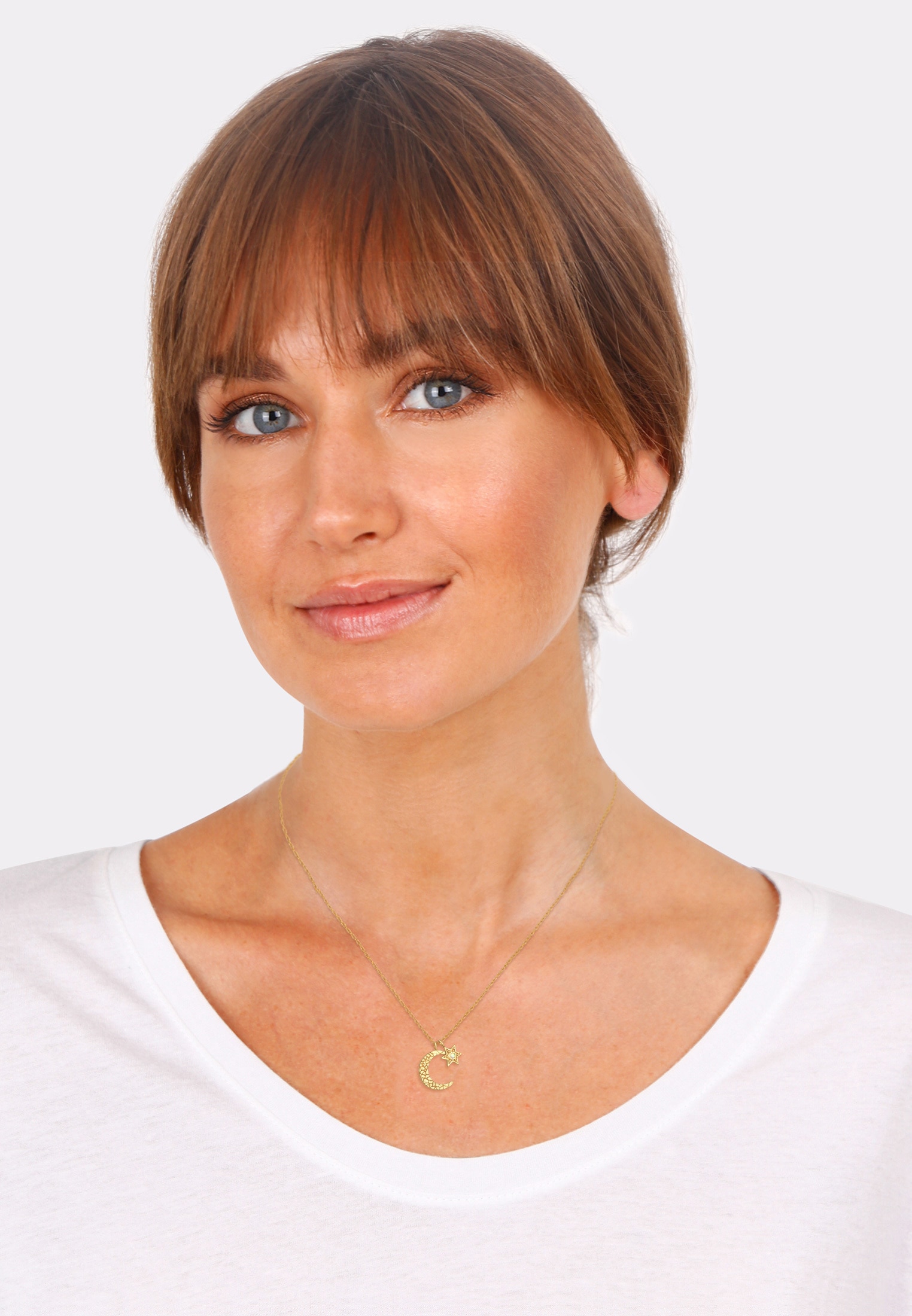 Elli Silberkette »Halskette Halbmond Stern Opal Astro 925 Silber«