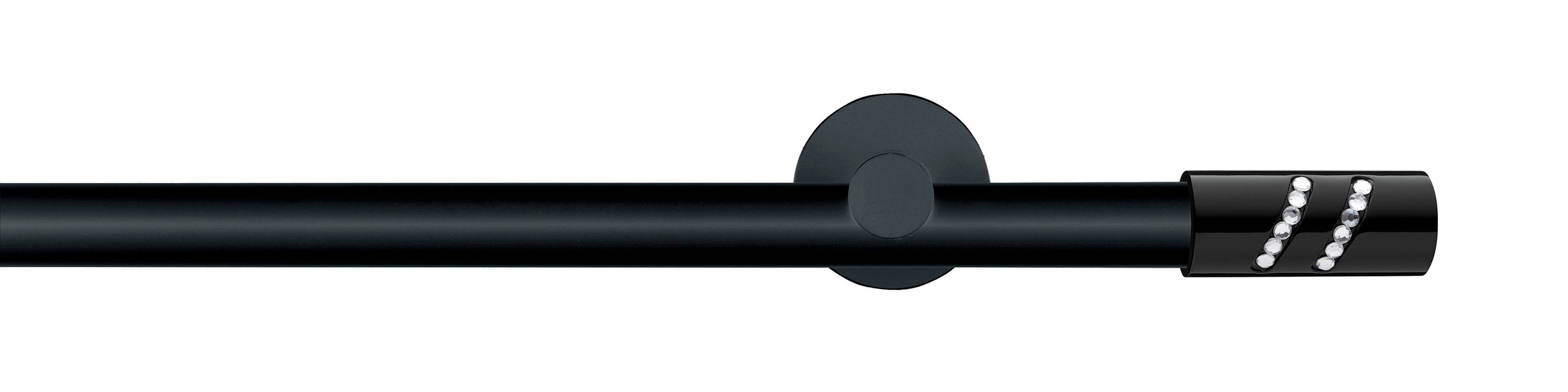 GARESA Gardinenstange »BLACK«, 2 läufig-läufig, Wunschmaßlänge, Vorhanggarnitur, Innenlauf, verlängerbar, Endknopf mit Glitzersteinen