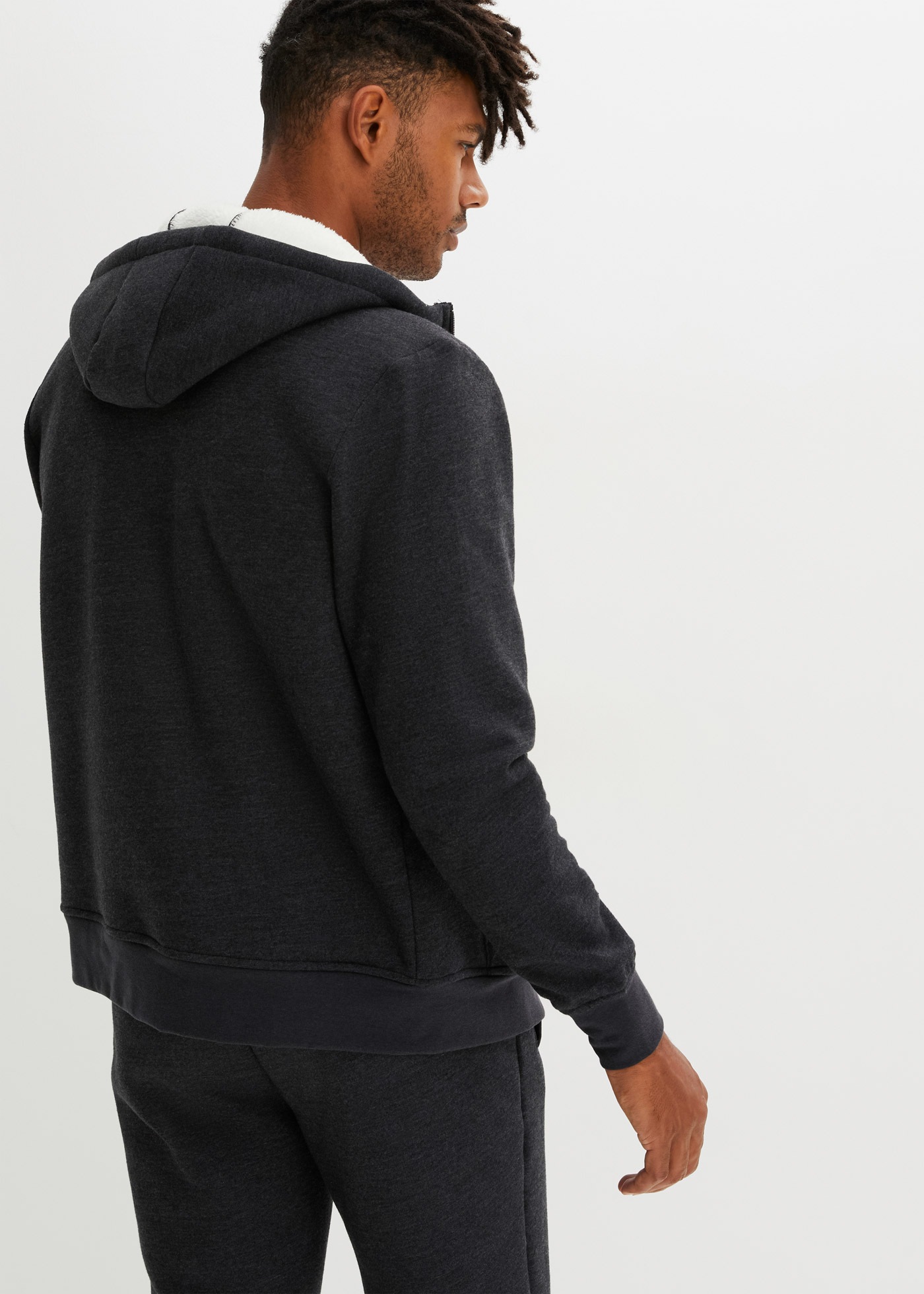 bonprix Sweatjacke mit Kapuze, mit Teddyfutter, aus Baumwolle und Polyester günstig online kaufen