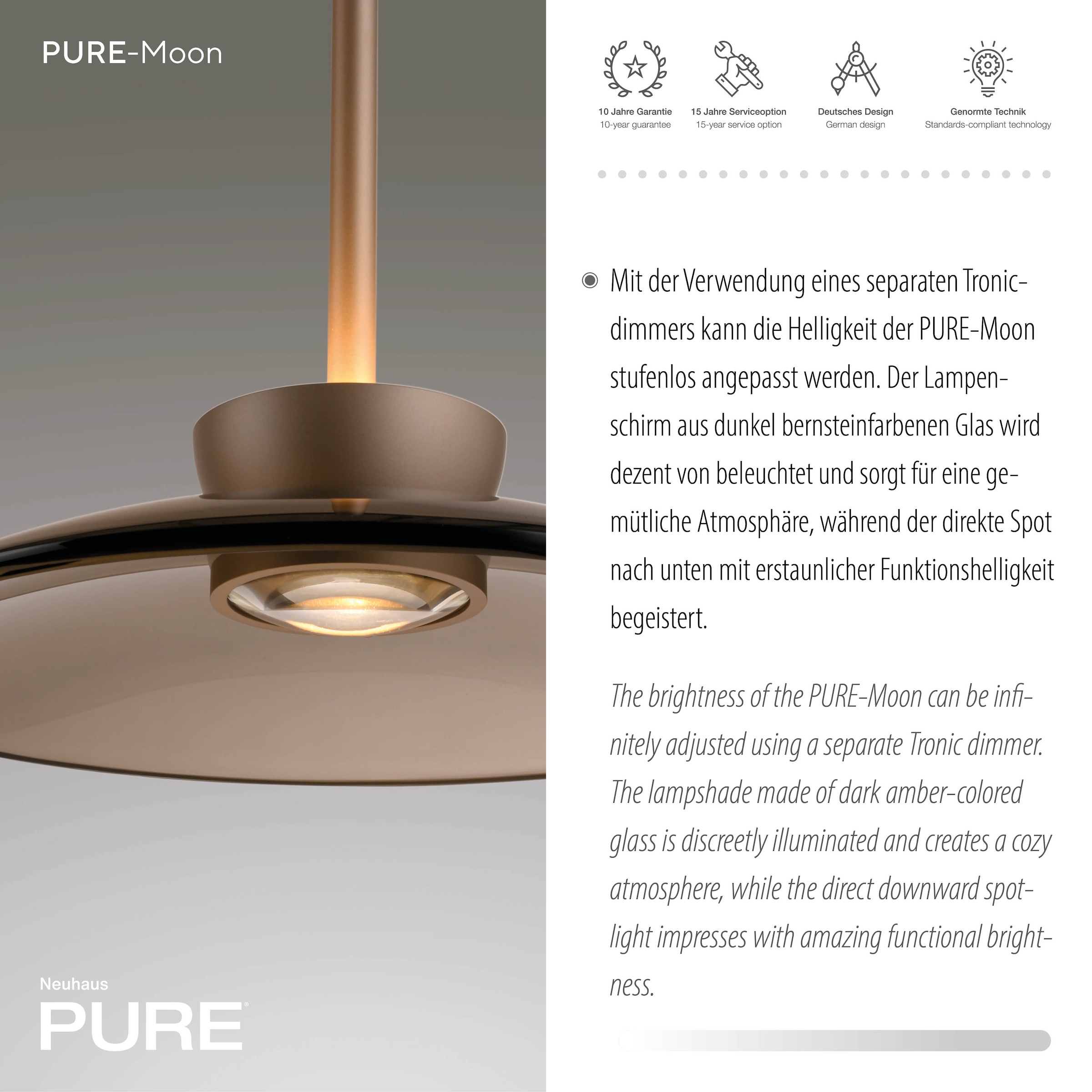 Neuhaus PURE LED Pendelleuchte »PURE Moon« LED-Board 1 Stk. Warmweiß Comfort Lift, dimmfähig über separaten Tronicdimmer