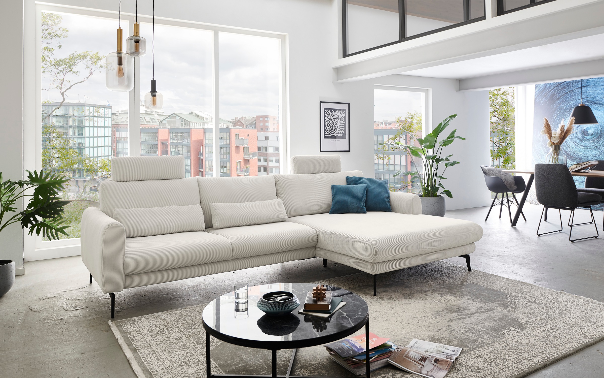Die PlanBar Ecksofa »MP-IN23147 L-Form«, (2 St.), Kaltschaumpolsterung, softer Sitz & verstellbare Kopfstützen
