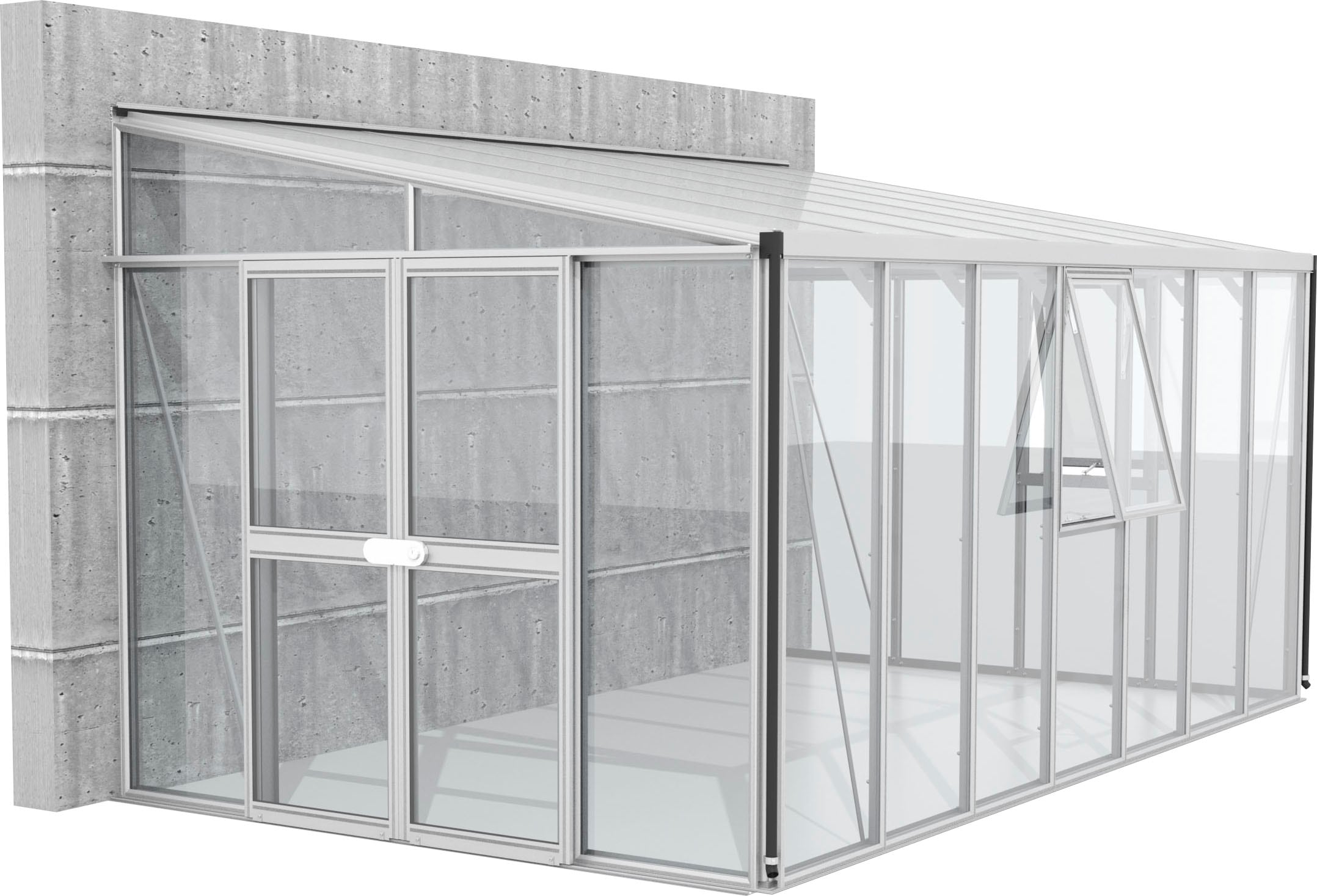 Vitavia Anlehngewächshaus »H_elena 11900« Alu-Profile, 3 mm Sicherheitsglas, Dach 10 mm Hohlkammerplatten