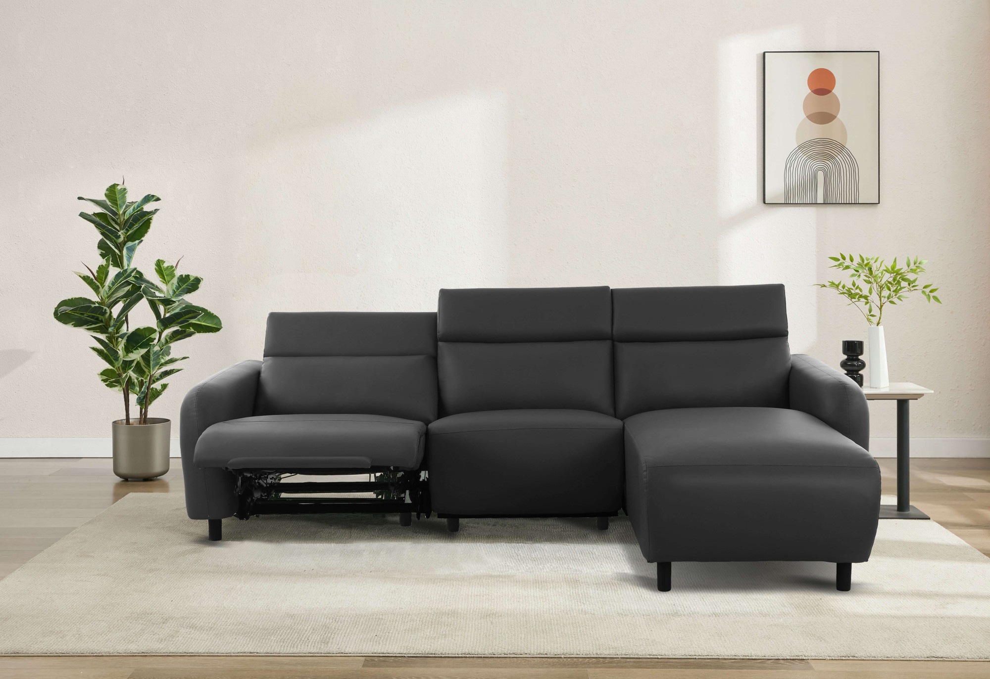 Home affaire Ecksofa »SKAANE Kunstleder, L-Form, 274 cm, manuelle u. elektrische Funktion,«, 274 cm, mit Kopfteilverstellung und man. oder elektr. Relaxfunktion
