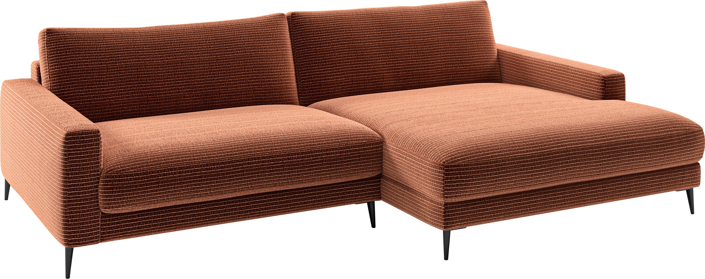 INOSIGN Ecksofa »Downtown, B/T/H: 272/190/84 cm L-Form«, weicher Sitzkomfort auch in Cord und Bouclé, incl. Zierkissen
