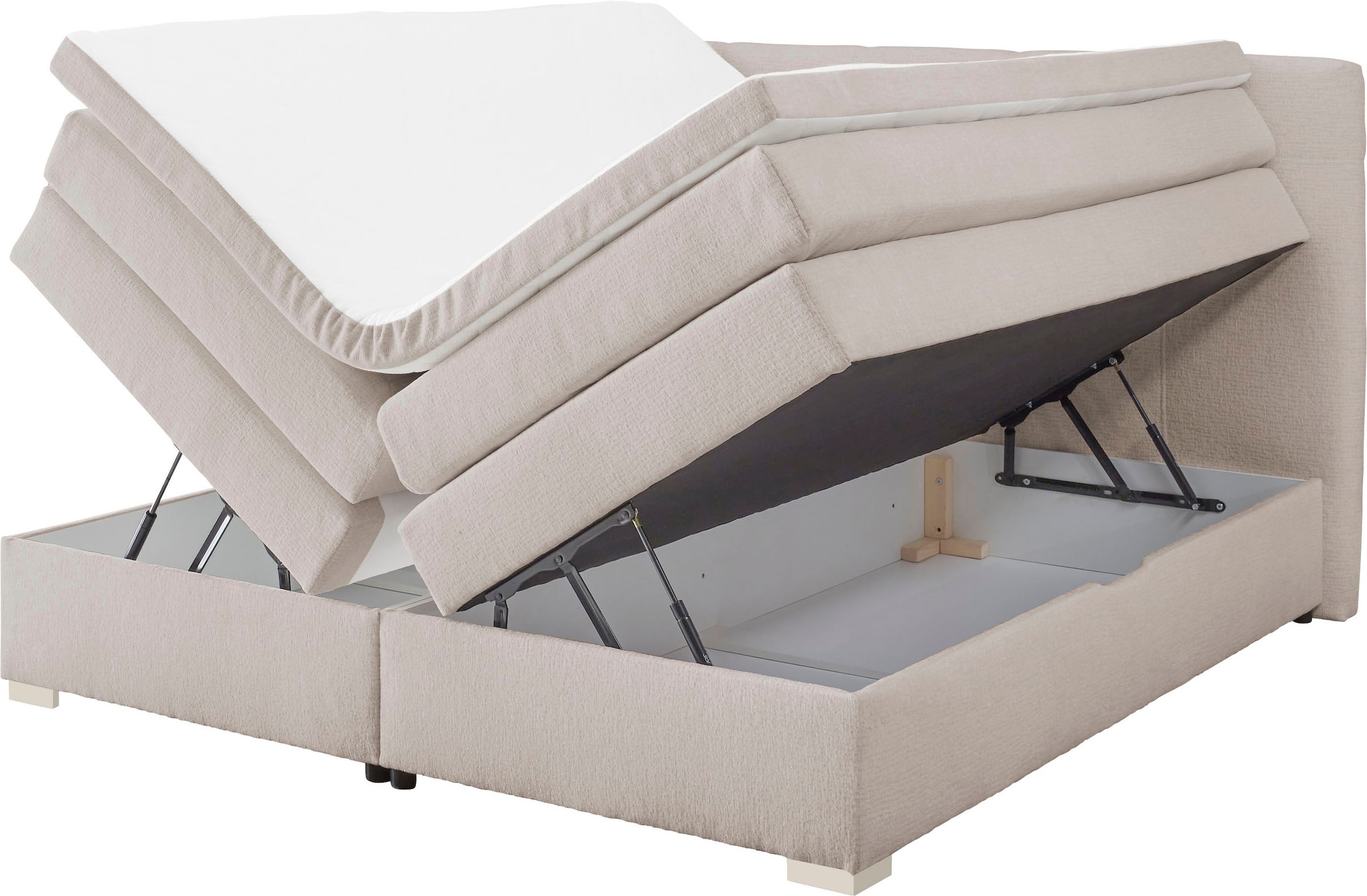 ED EXCITING DESIGN Boxspringbett »Fanes 3 Boxspringbett mit Bettkasten und Viscomix-Topper« 5 Stk. tlg. 7cm Viscomix-Topper, 2 Bettkästen, H3 Tonnentaschen-Federkern Matratze