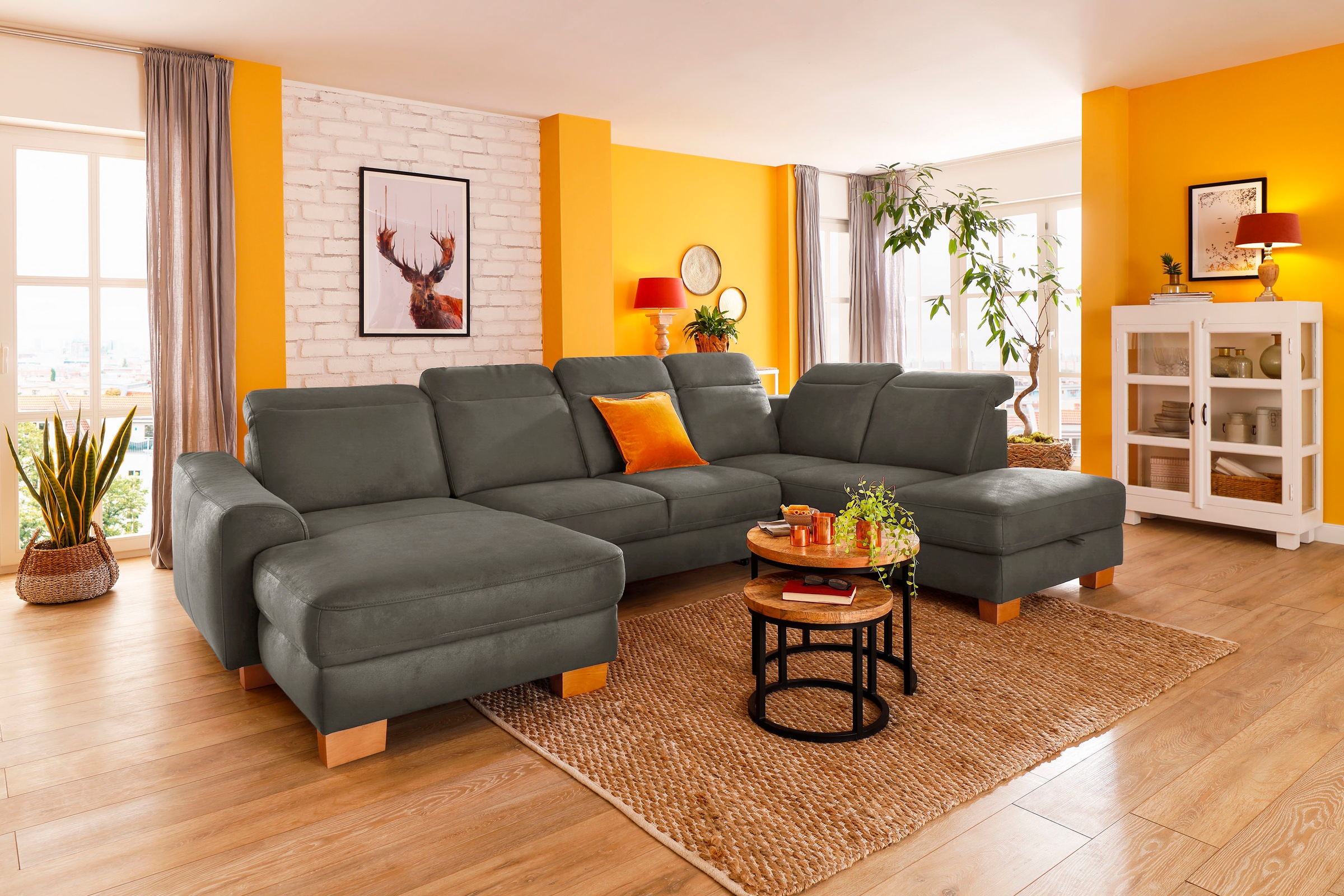 Home affaire Wohnlandschaft "Dundee U-Form" wahlweise mit Kopfteilverstellu günstig online kaufen