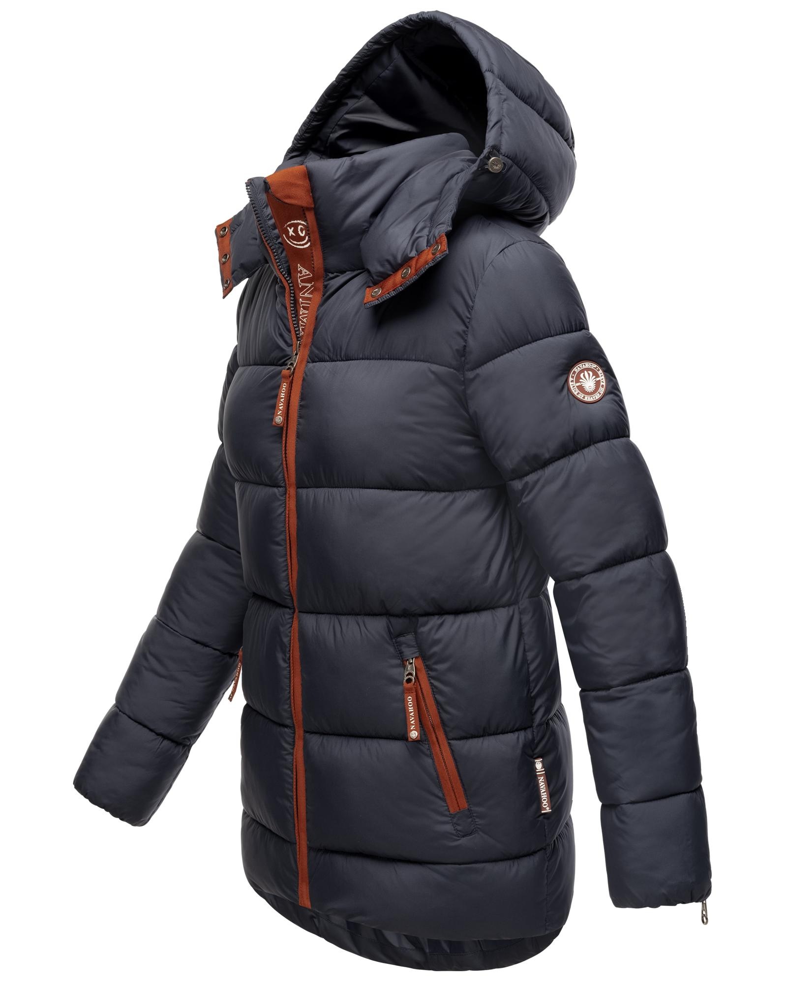 Navahoo Winterjacke »Wattewölkchen«, mit Kapuze, Modische Damen Steppjacke mit kontrastfarbenen Details
