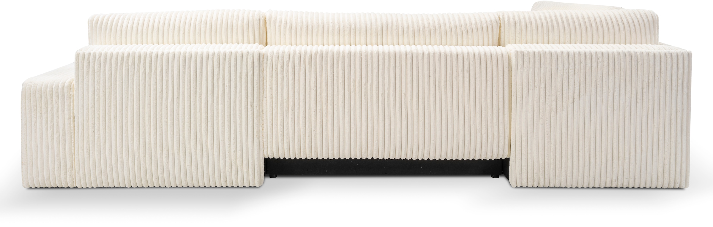 WERK2 Wohnlandschaft »Rotterdam-U, U-Form, in kuschelweichem Cord oder Breitcord«, Design Sofa mit Schlaffunktion & Bettkasten, Breitcord, Creme