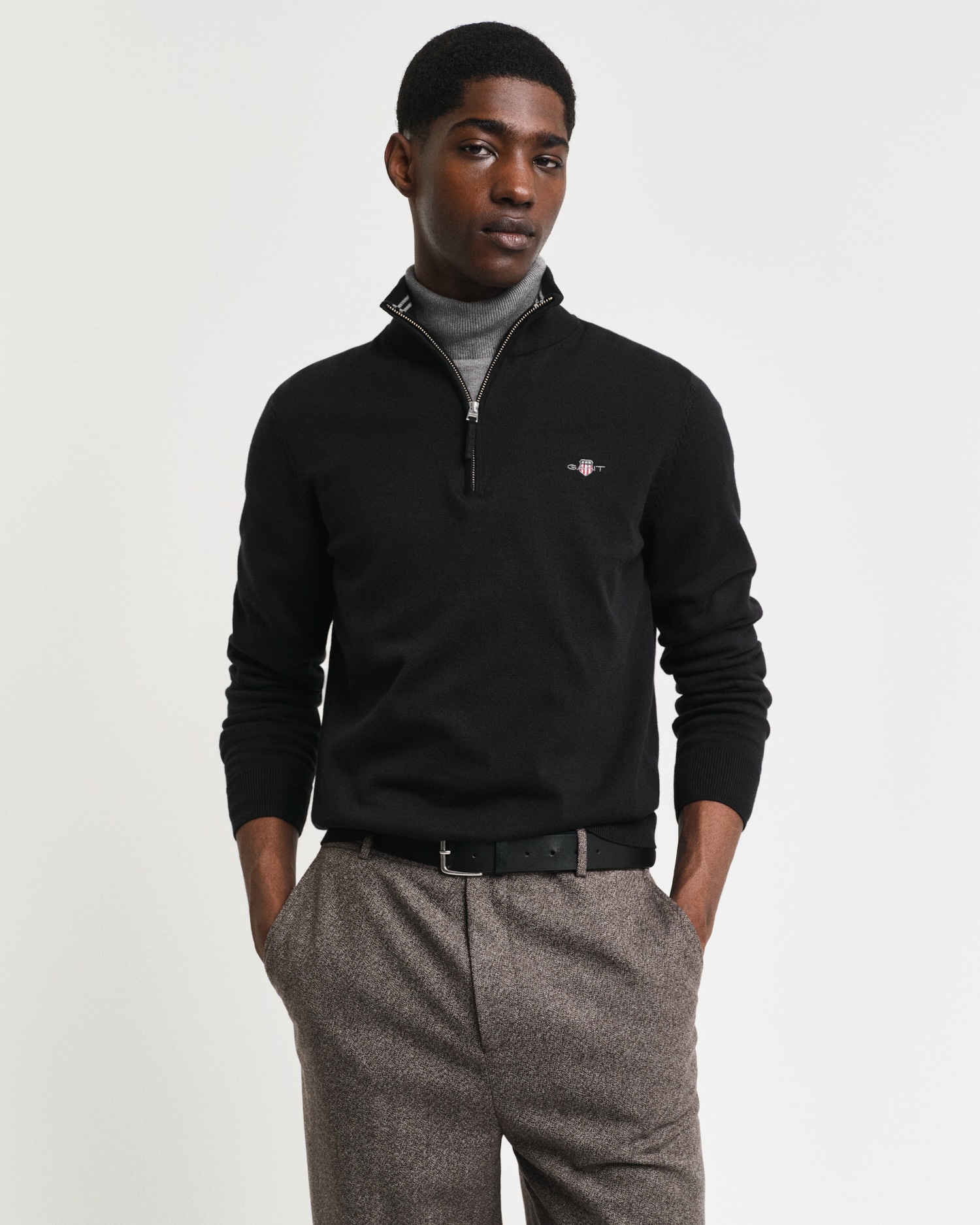 Gant Troyer "CLASSIC COTTON HALF ZIP", mit gerippten Details günstig online kaufen