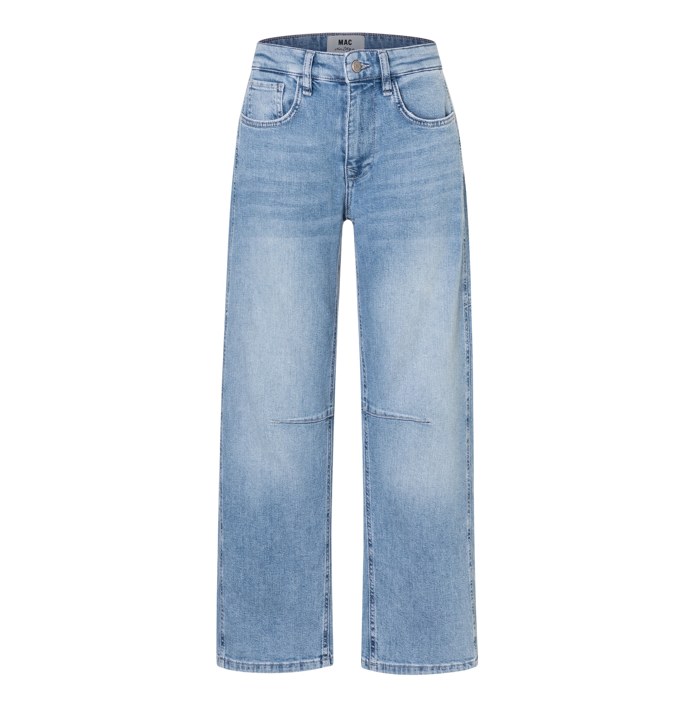 MAC 5-Pocket-Jeans »OHIO Barrel« Barrel Fit, Naht-Detail auf Kniehöhe