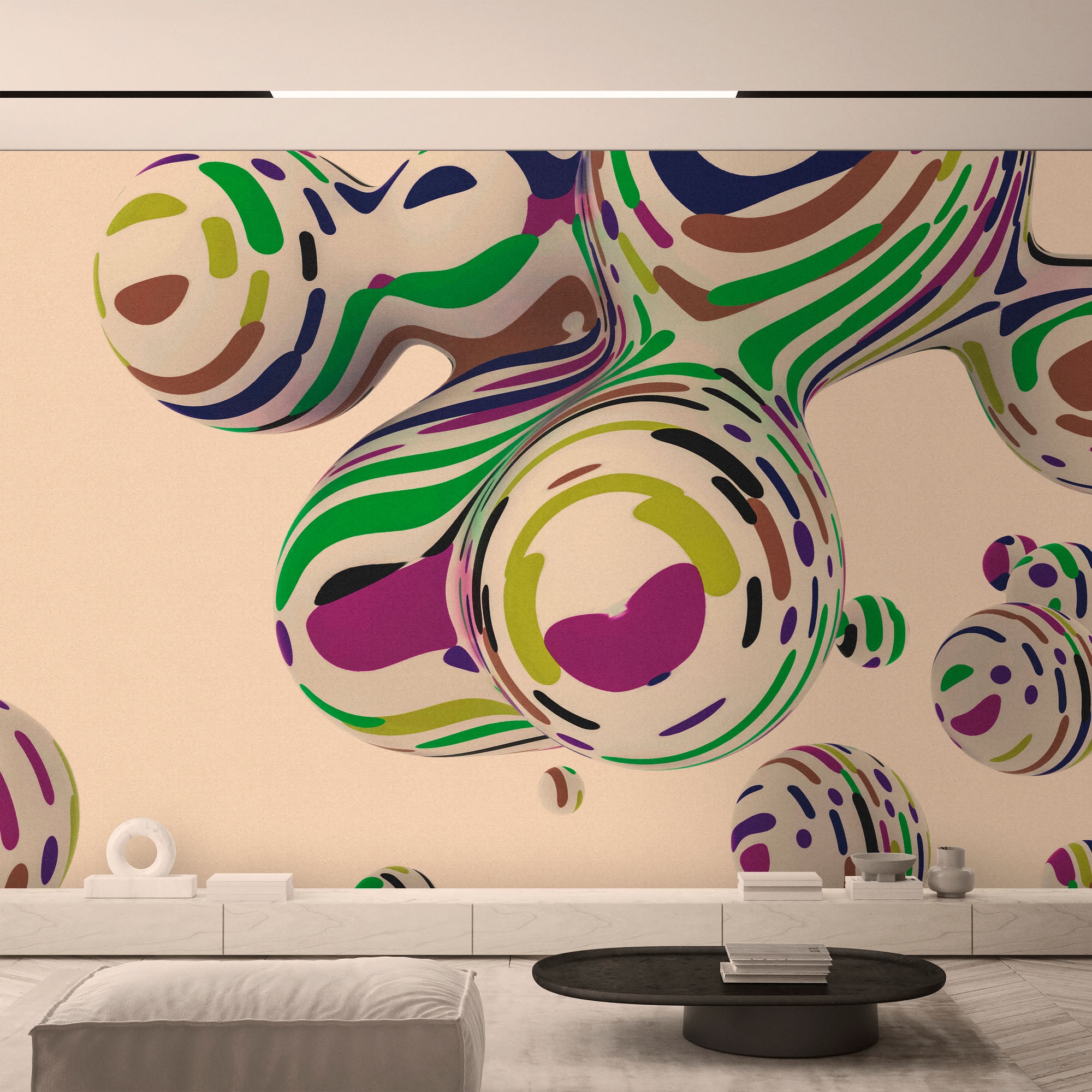 living walls Fototapete »Walls by Patel 5 Fototapete Abstrakte 3D-Kugeln« 3D-Optik glatt Abstrakte 3D-Kugeln auf 200 g/m² Premium-Vlies