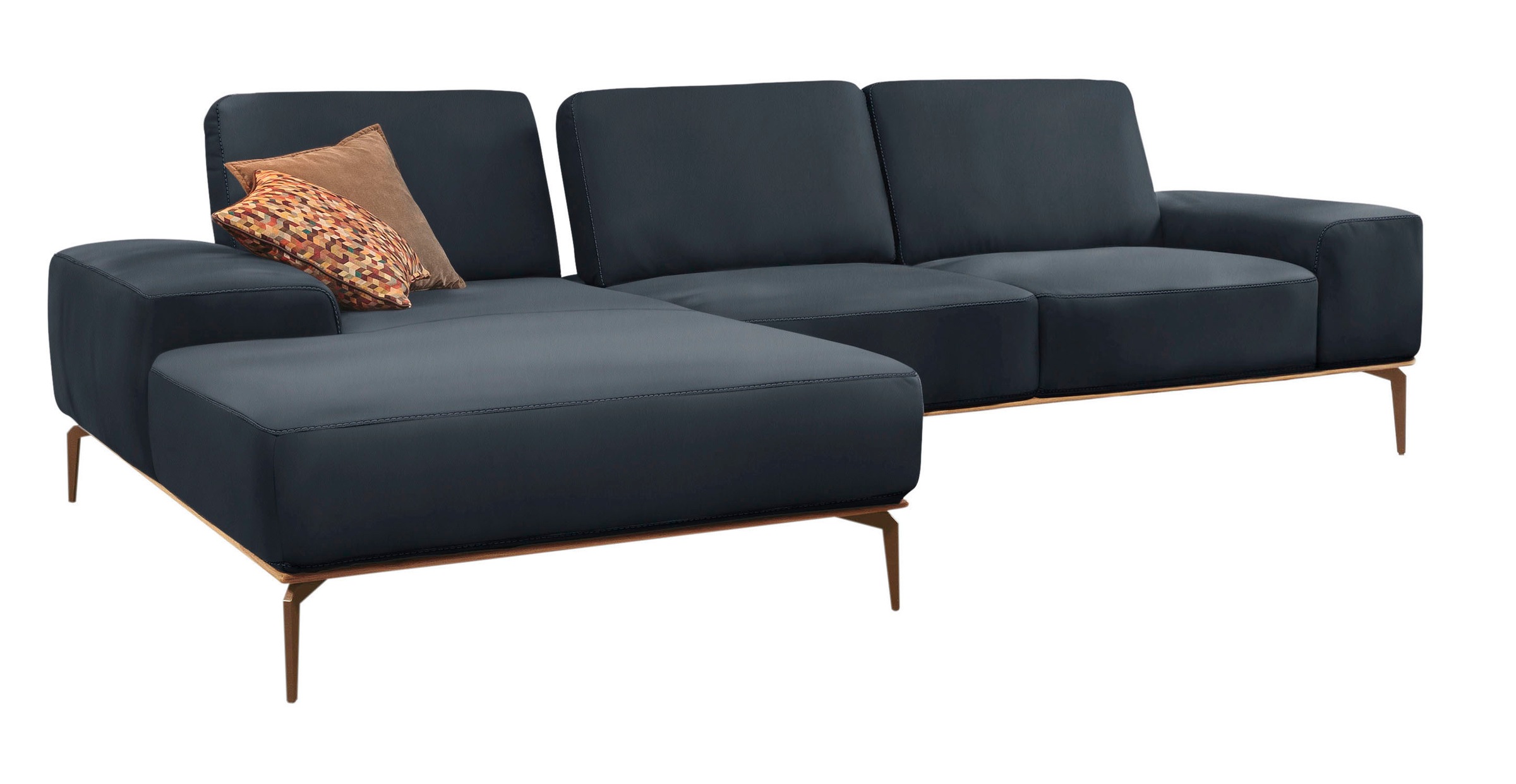 W.SCHILLIG Ecksofa »run, Designsofa mit tollem Sitzkomfort, bequem, L-Form«, mit Holzsockel, Füße in Bronze pulverbeschichtet, Breite 319 cm